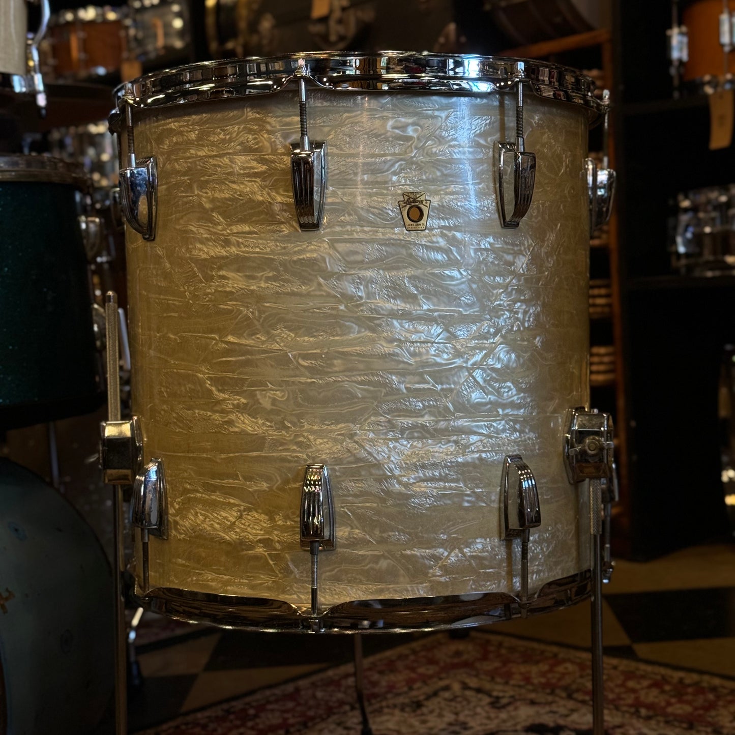 VINTAGE 1960's Ludwig Classic Outfit in White Marine Pearl - 14x22, 9x13, 16x16