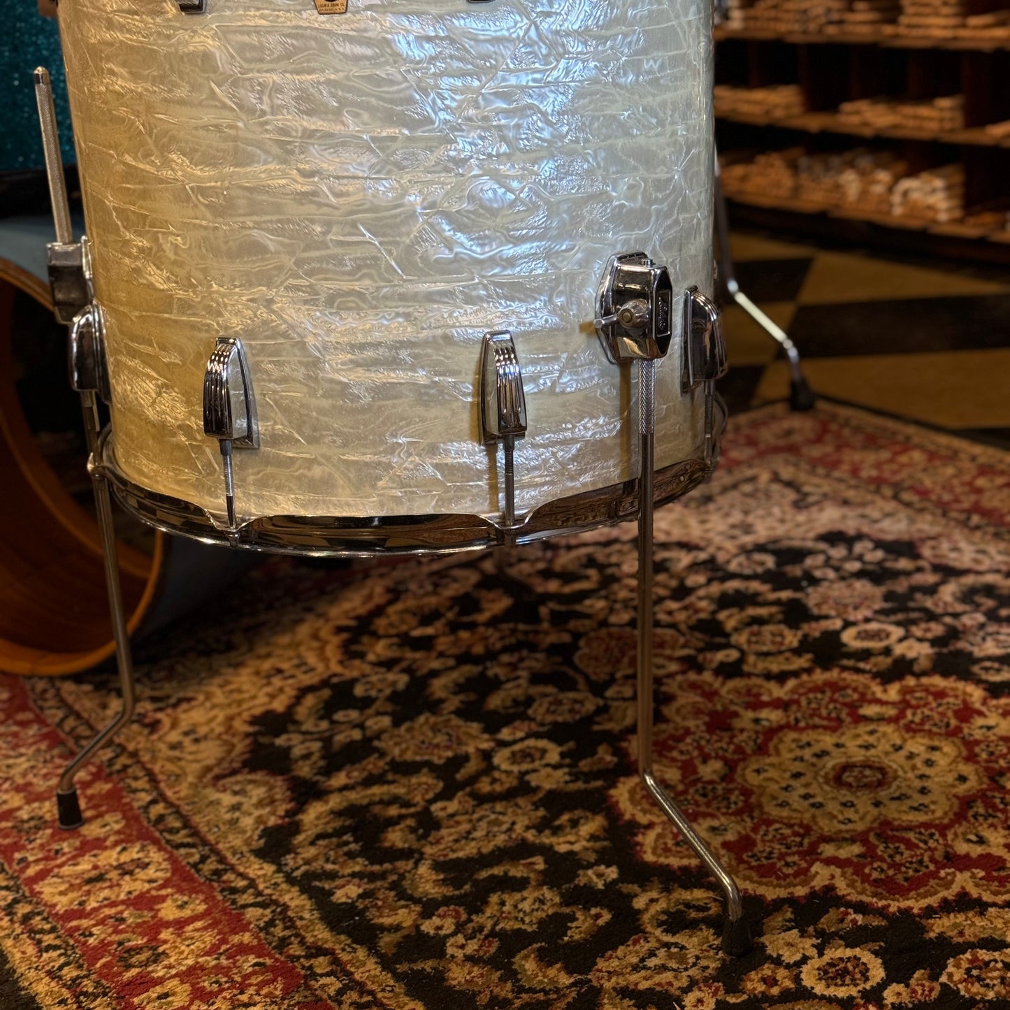 VINTAGE 1960's Ludwig Classic Outfit in White Marine Pearl - 14x22, 9x13, 16x16