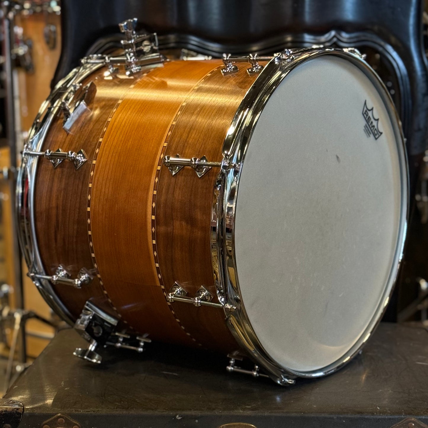 USED 2016 Craviotto 13x15 Stacked Walnut/Cherry/Walnut Snare Tom in Natural Oil