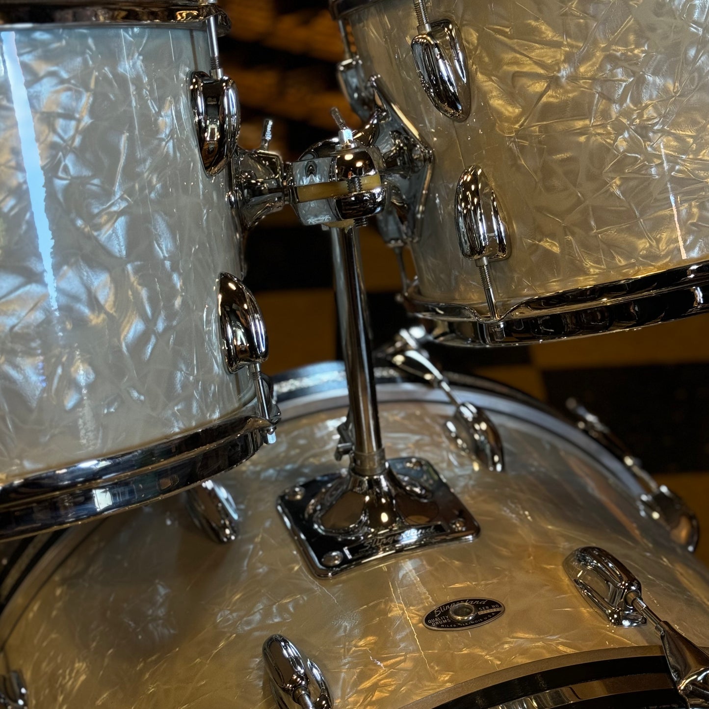 VINTAGE 1970's Slingerland Modern Solo Outfit in White Marine Pearl - 14x22, 8x12, 9x13, 14x16