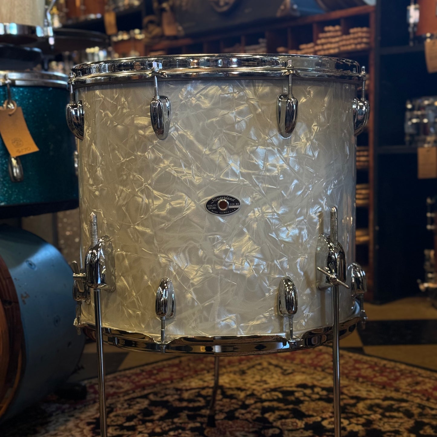 VINTAGE 1970's Slingerland Modern Solo Outfit in White Marine Pearl - 14x22, 8x12, 9x13, 14x16