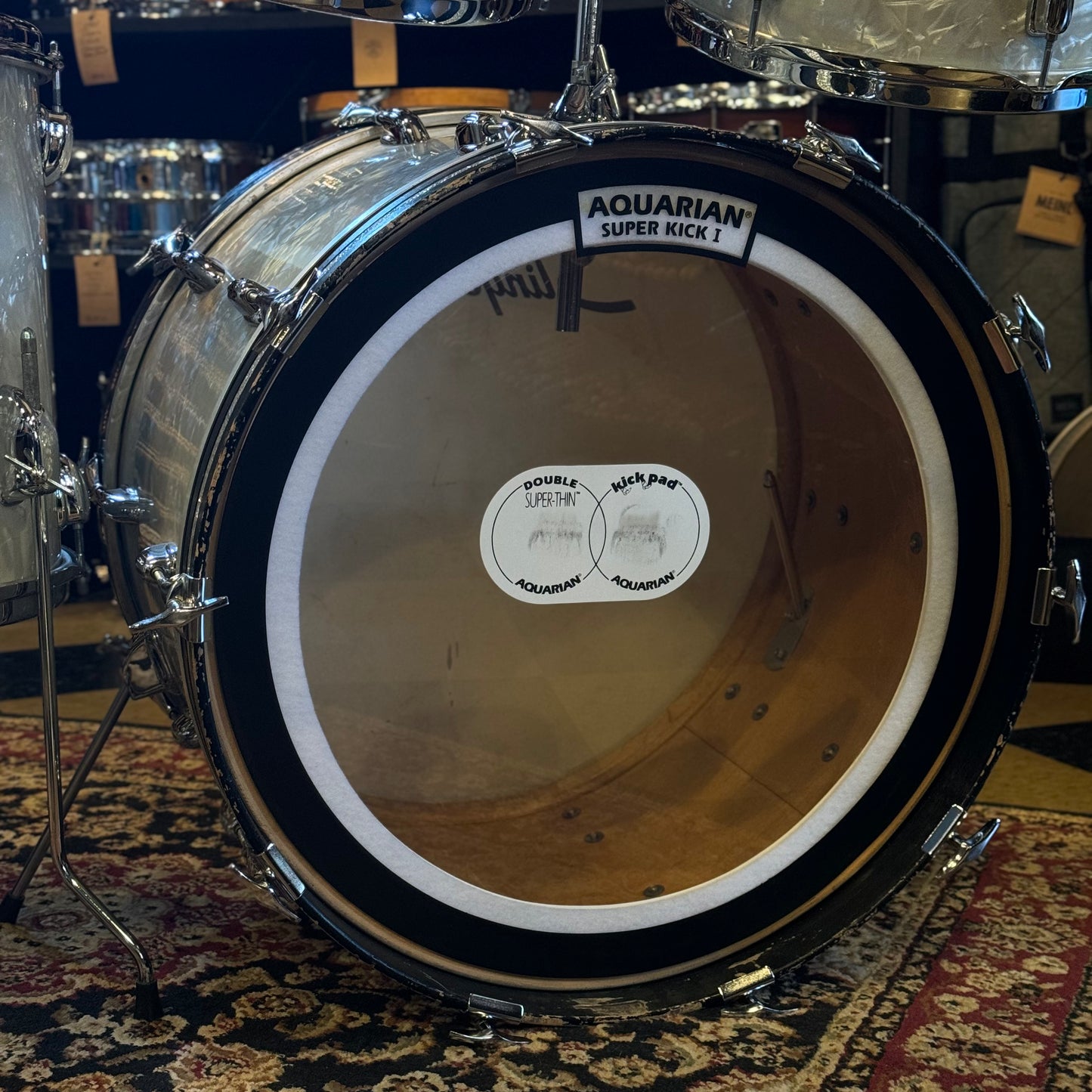VINTAGE 1970's Slingerland Modern Solo Outfit in White Marine Pearl - 14x22, 8x12, 9x13, 14x16