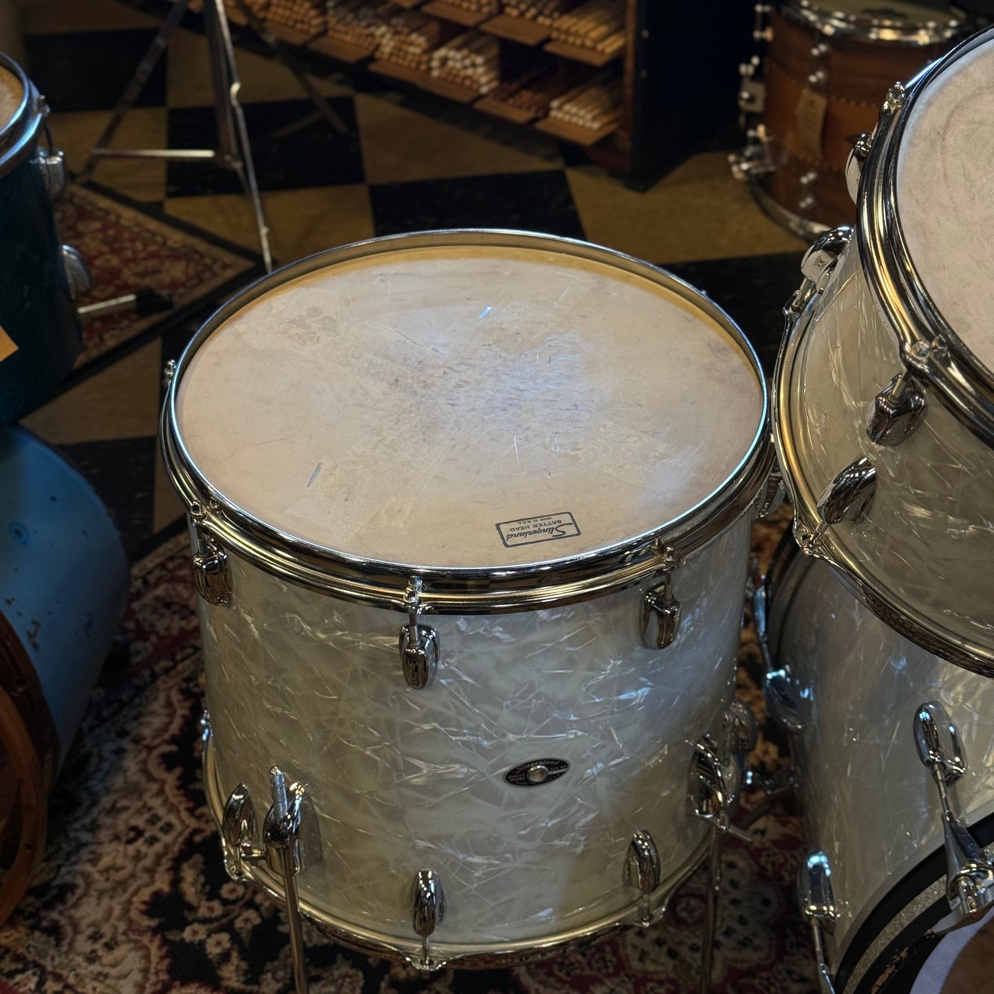 VINTAGE 1970's Slingerland Modern Solo Outfit in White Marine Pearl - 14x22, 8x12, 9x13, 14x16