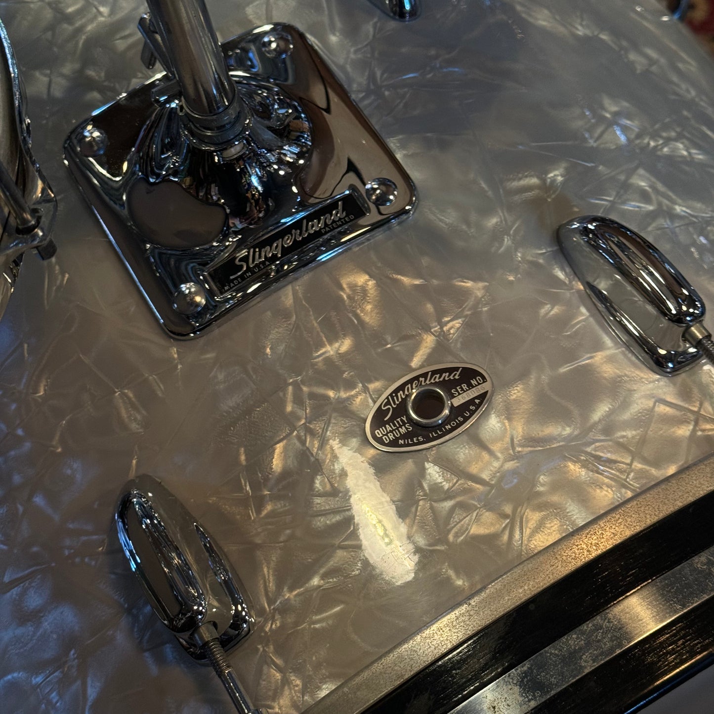 VINTAGE 1970's Slingerland Modern Solo Outfit in White Marine Pearl - 14x22, 8x12, 9x13, 14x16