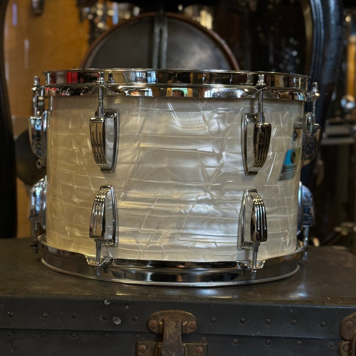 VINTAGE 1970's Ludwig 8x12 Tom in White Marine Pearl