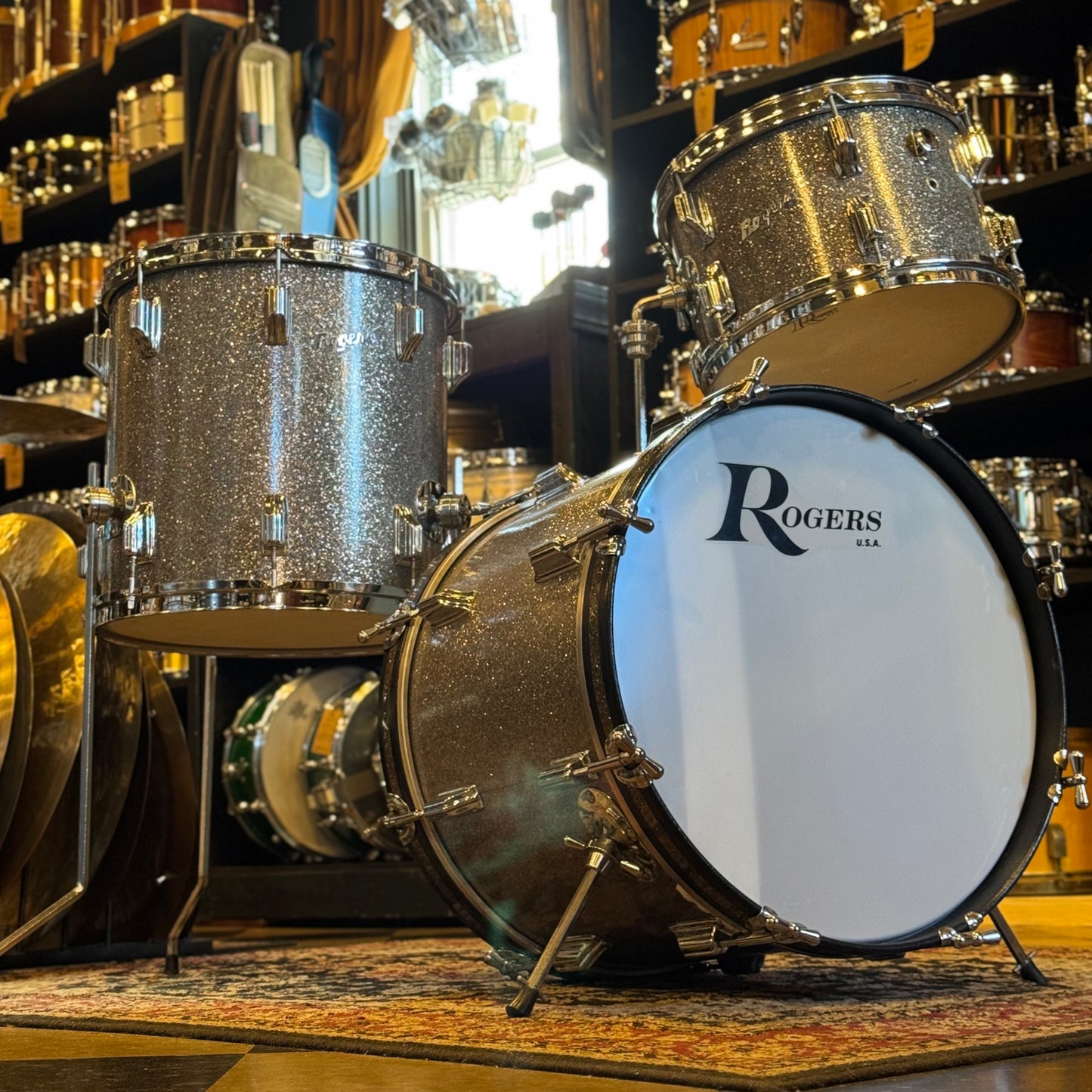 VINTAGE 1960's Rogers Cleveland Era Holiday Bop Kit in Silver Sparkle - 14x18, 8x12, 14x14