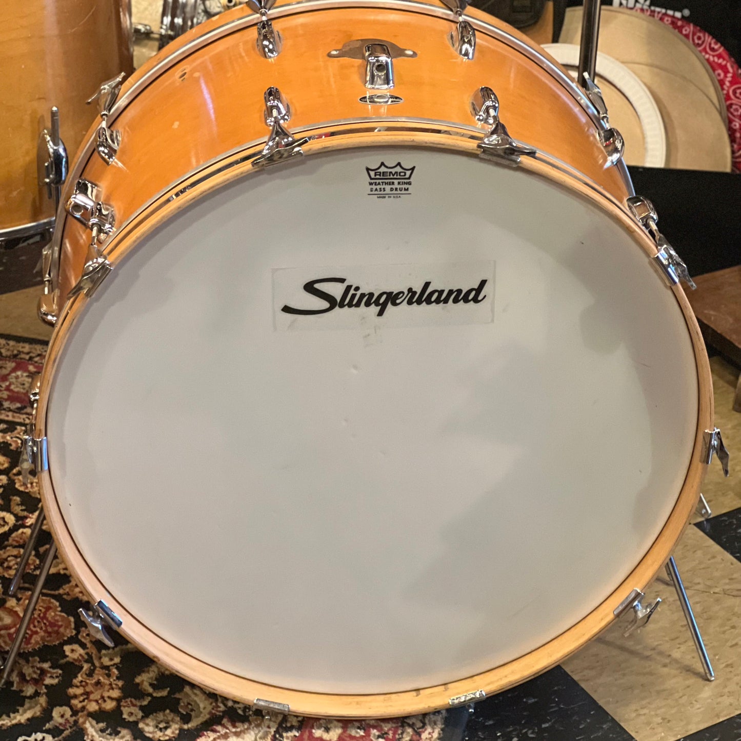 VINTAGE 1970s Slingerland Double Bass Concert Tom Outfit in Natural Stain - 26,26,13,14,15,16,20