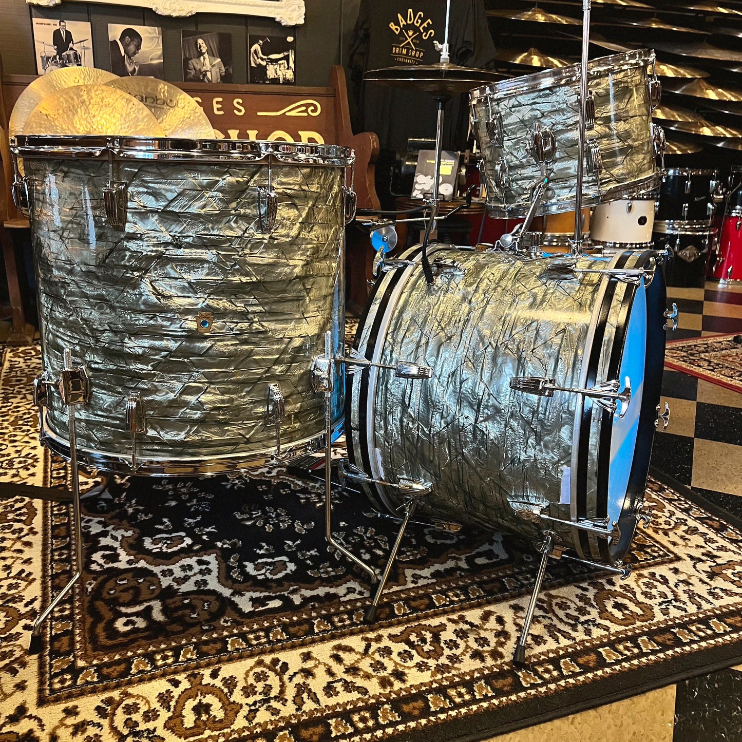 VINTAGE 1961 Pre-Serial Ludwig Drum Set in Sky Blue Pearl with Internal Lighting System - 20/13/20