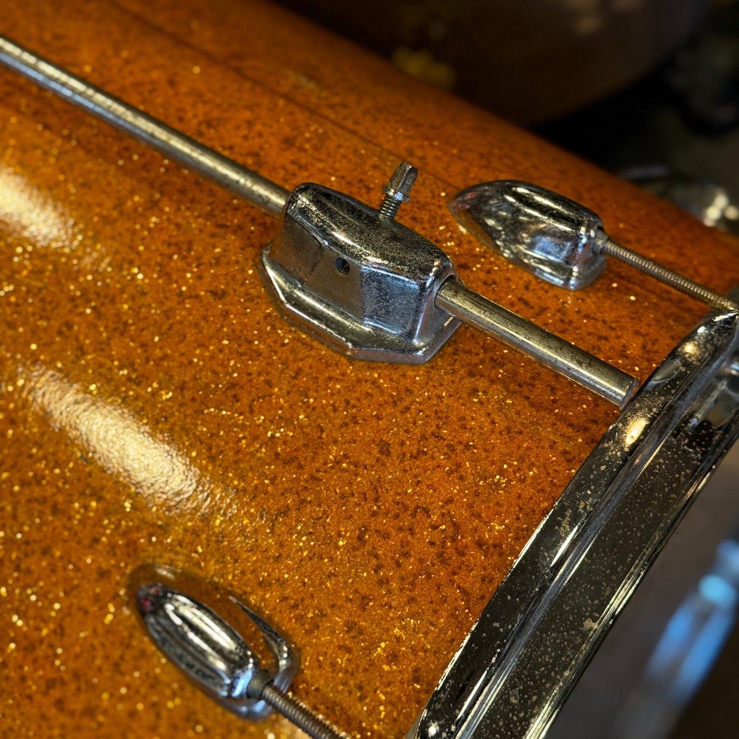 VINTAGE 1970's Made in Japan 16x16 Gold Sparkle Floor Tom