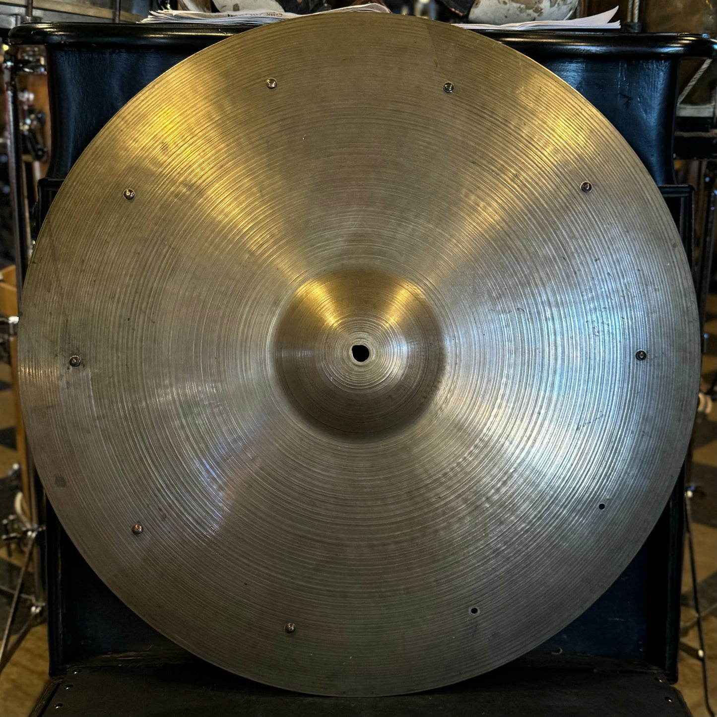 VINTAGE 1950's A. Zildjian 22" Hollow Block Large Stamp "Bebop" Ride Cymbal w/ Eight Rivets (Drilled for Ten) - 2730g