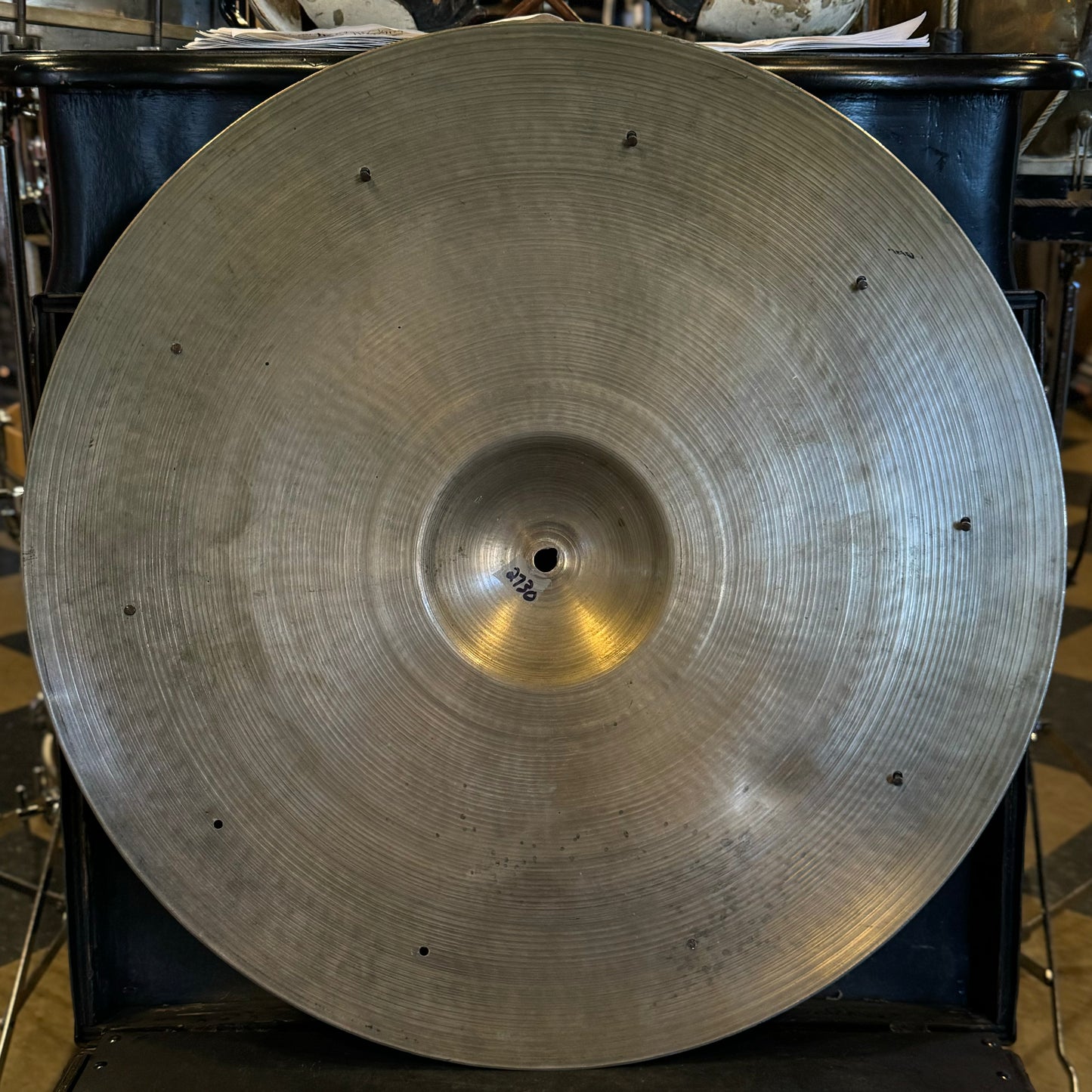 VINTAGE 1950's A. Zildjian 22" Hollow Block Large Stamp "Bebop" Ride Cymbal w/ Eight Rivets (Drilled for Ten) - 2730g