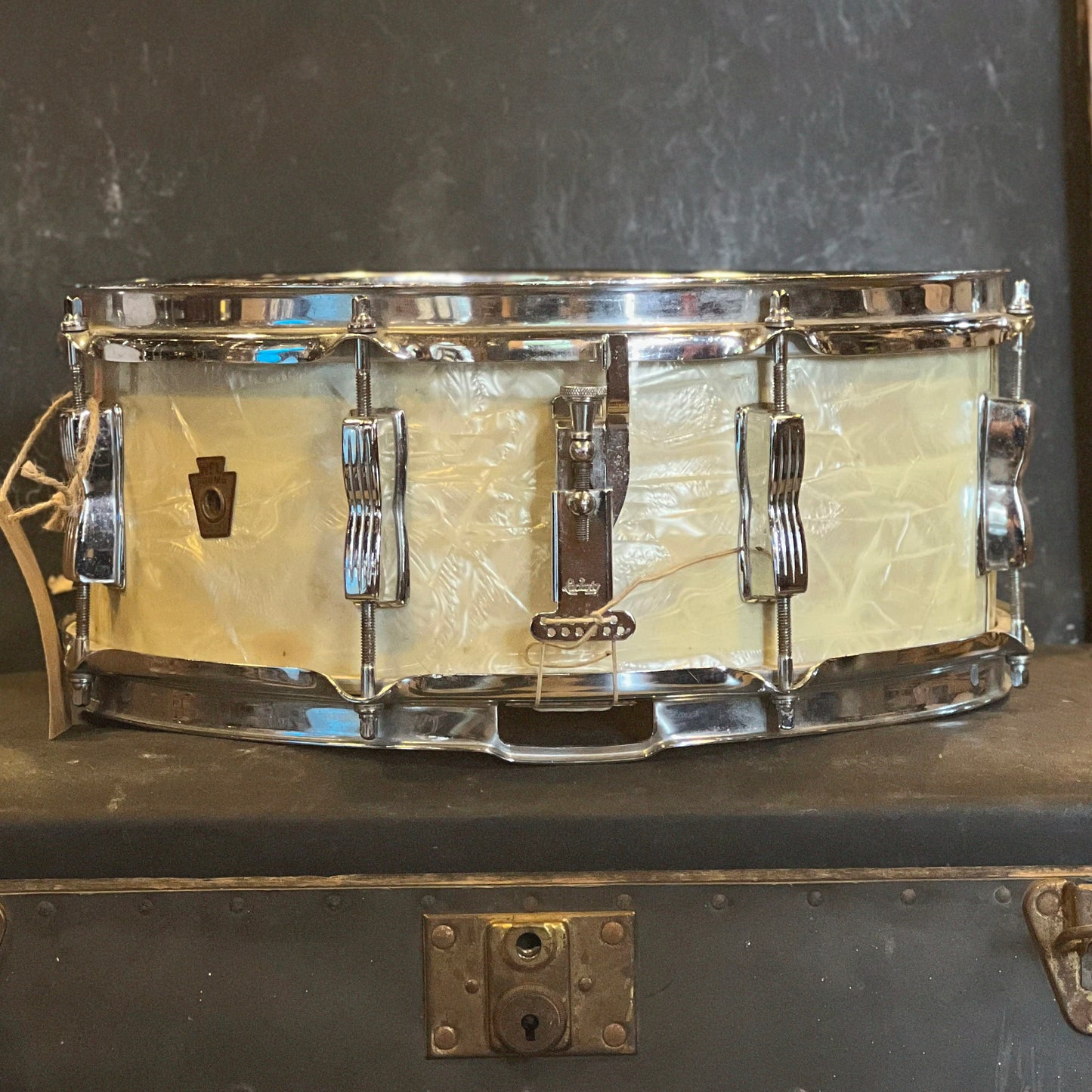 VINTAGE 1950's WFL No. 908 5.5x14 Barrett Deems Model in White Marine Pearl