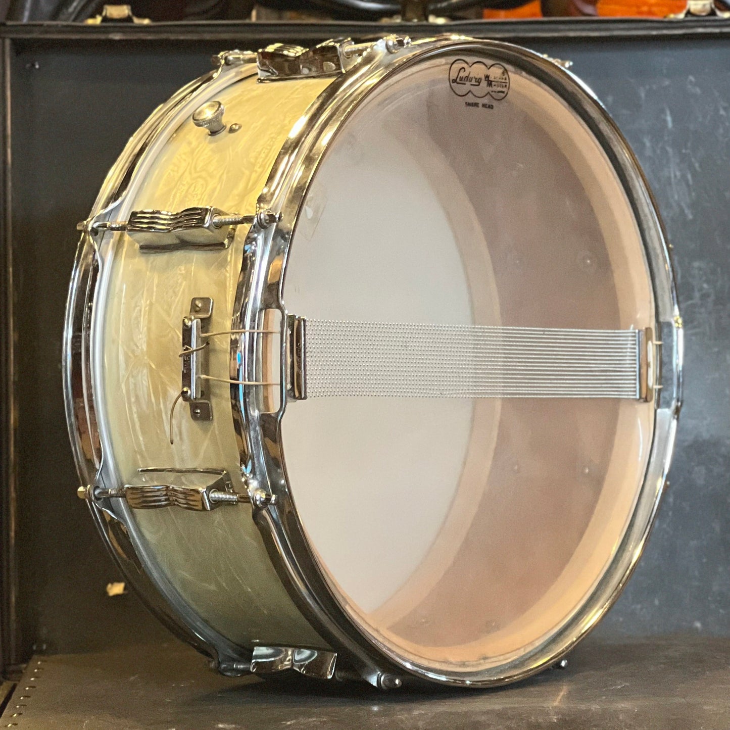 VINTAGE 1950's WFL No. 908 5.5x14 Barrett Deems Model in White Marine Pearl