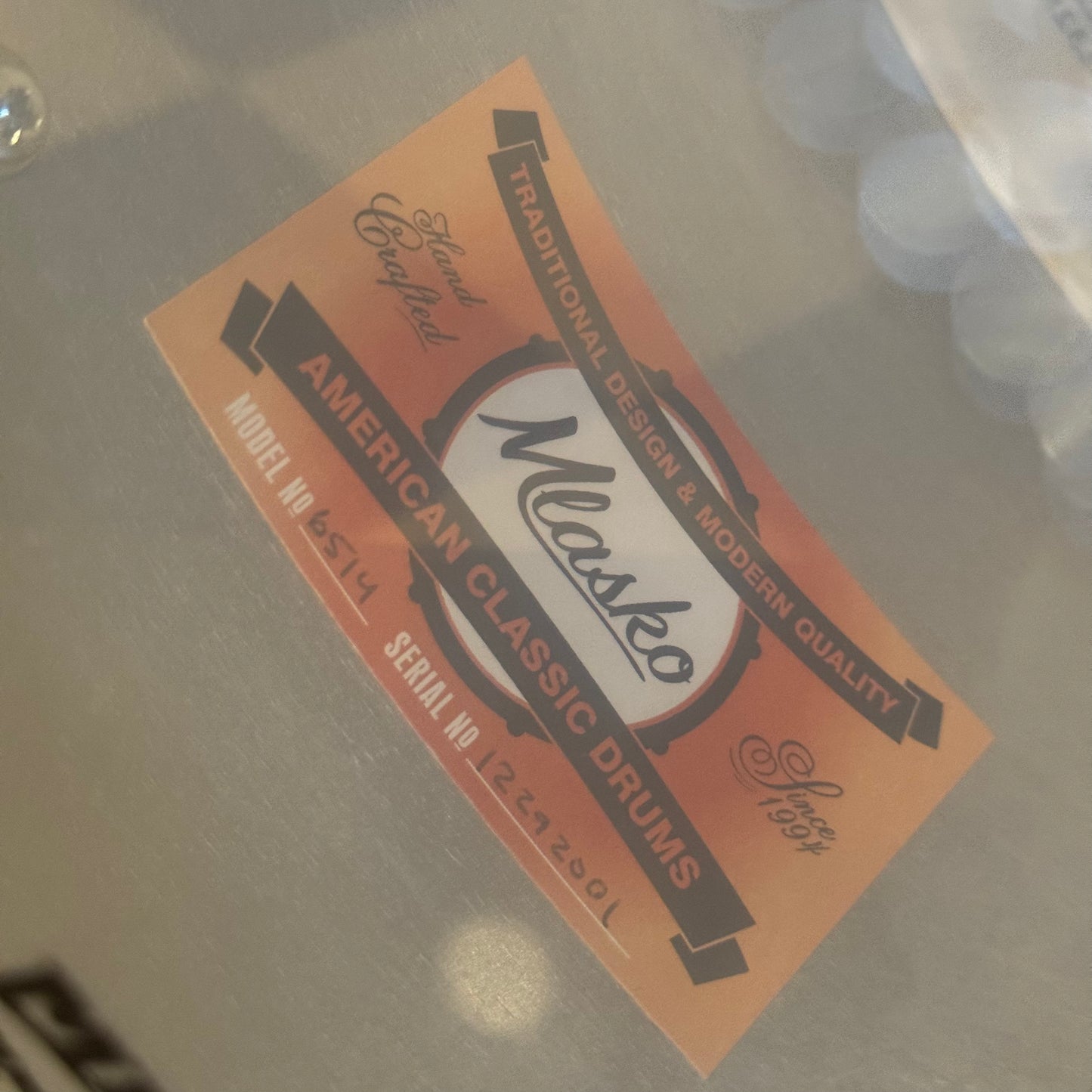 USED Mlasko 6.5x14 Gretsch Style Maple Snare drum in Satin Classic Maple