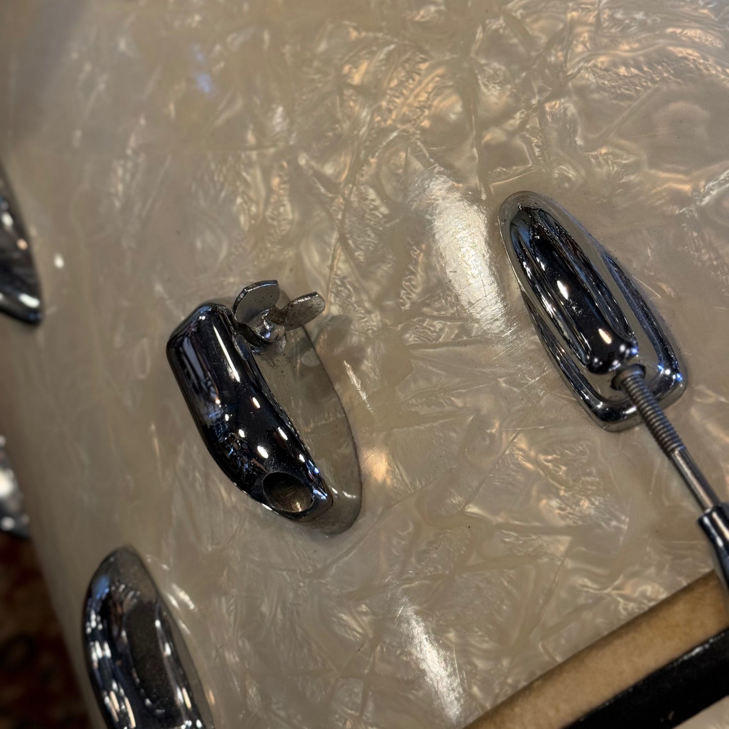 VINTAGE 1958 Slingerland Gene Krupa Outfit in White Marine Pearl - 14x22, 9x13, 16x16 & 7x14