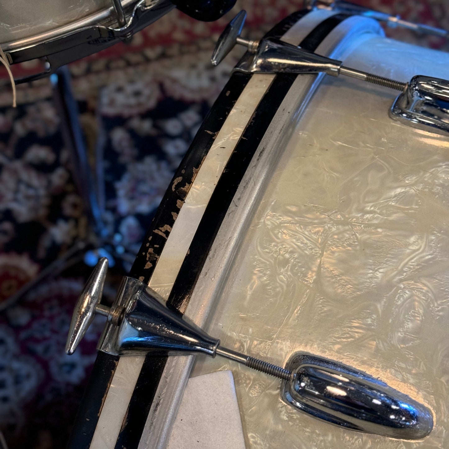 VINTAGE 1958 Slingerland Gene Krupa Outfit in White Marine Pearl - 14x22, 9x13, 16x16 & 7x14
