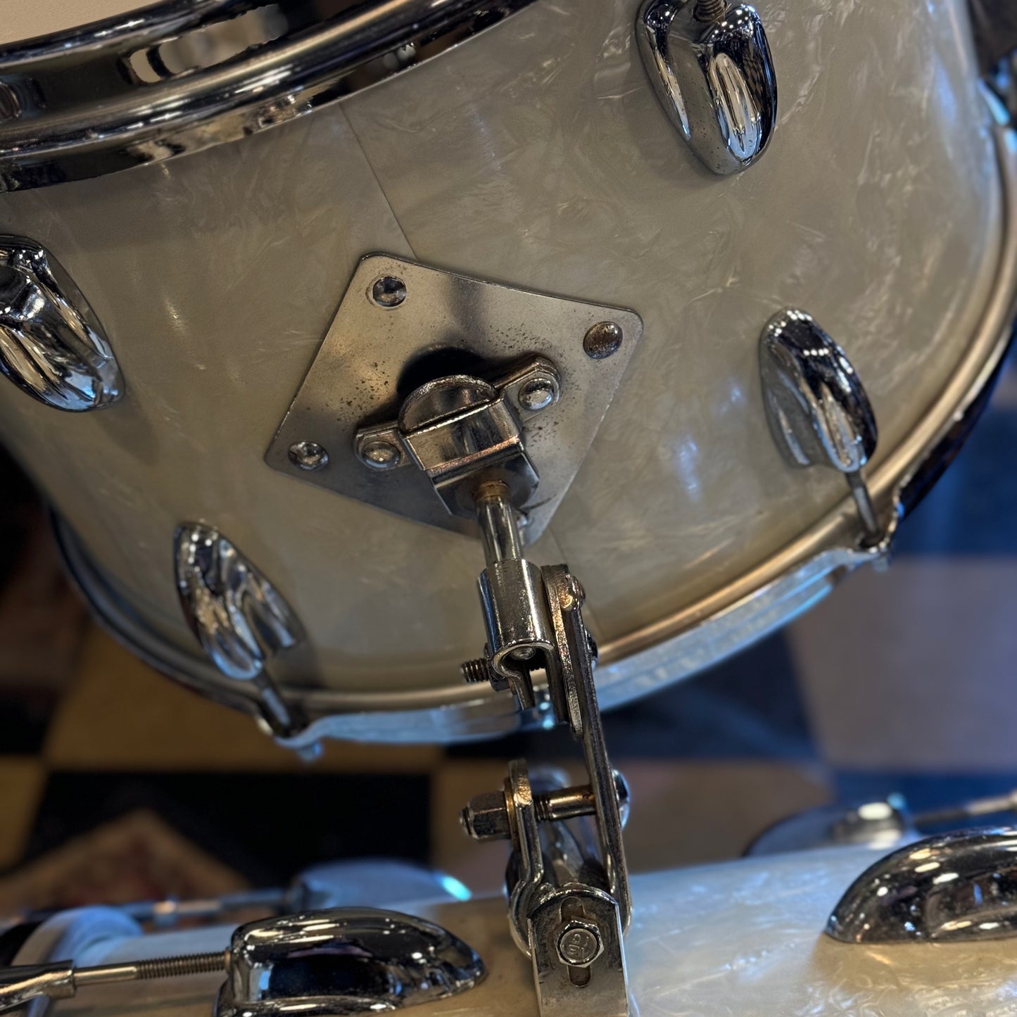 VINTAGE 1958 Slingerland Gene Krupa Outfit in White Marine Pearl - 14x22, 9x13, 16x16 & 7x14