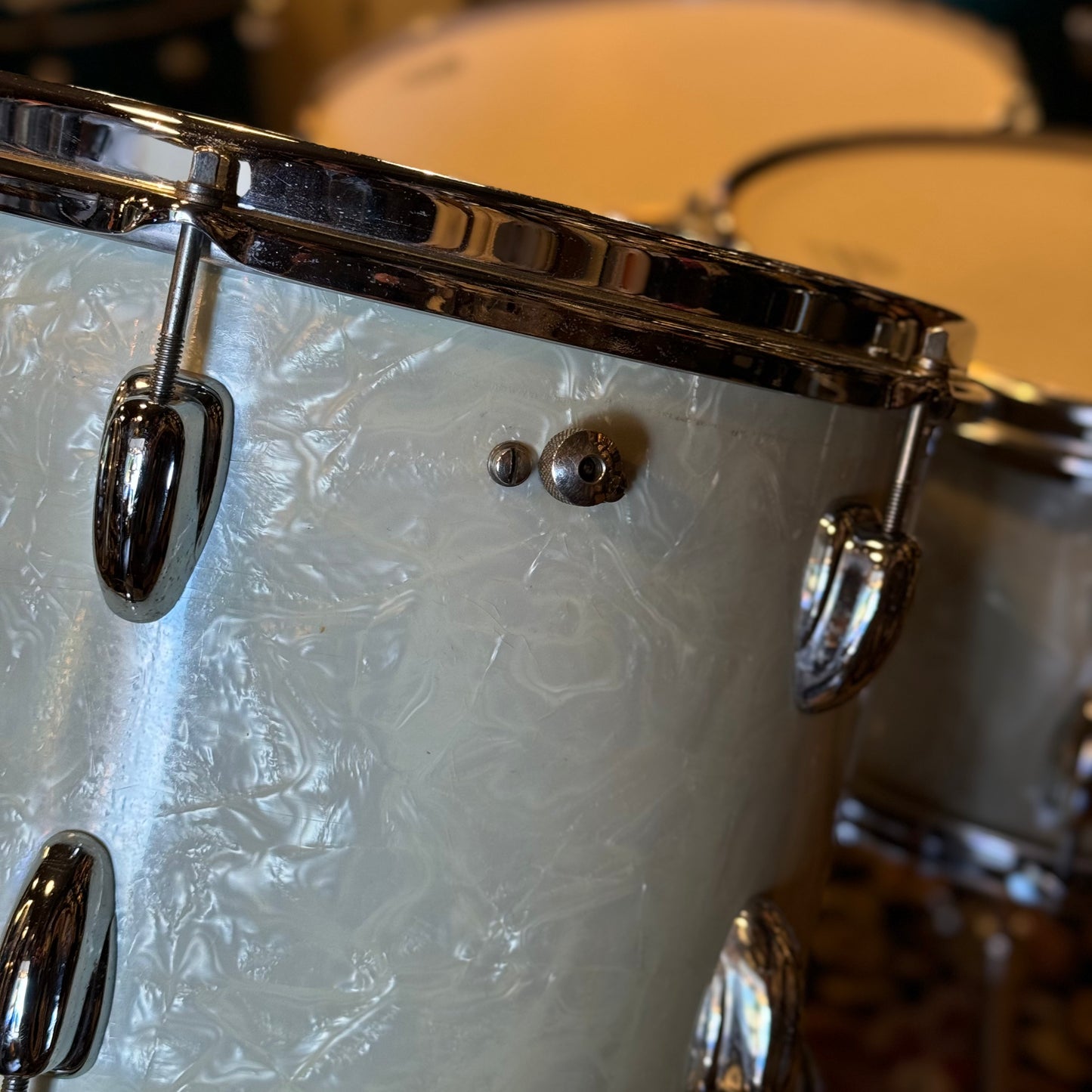 VINTAGE 1958 Slingerland Gene Krupa Outfit in White Marine Pearl - 14x22, 9x13, 16x16 & 7x14