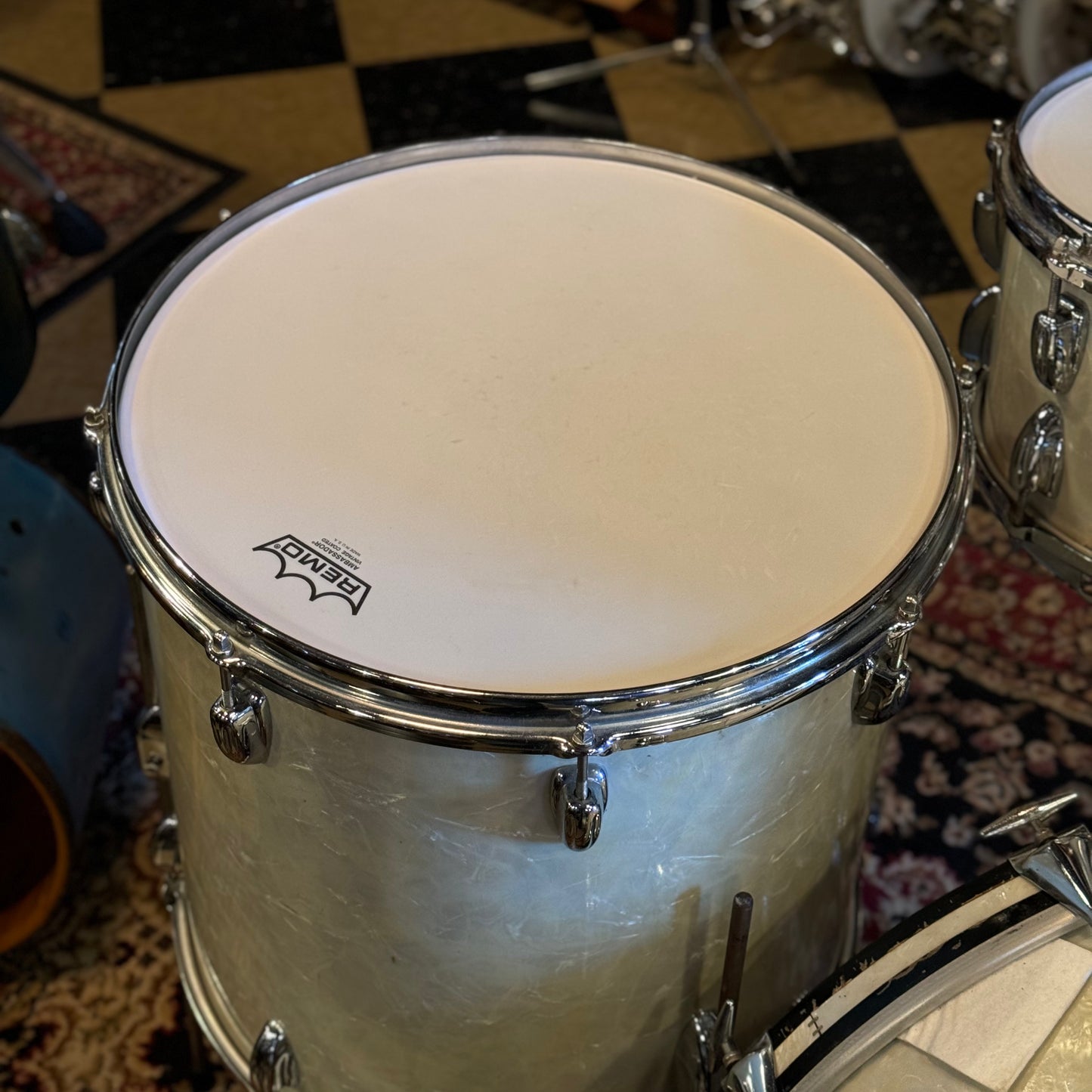 VINTAGE 1958 Slingerland Gene Krupa Outfit in White Marine Pearl - 14x22, 9x13, 16x16 & 7x14
