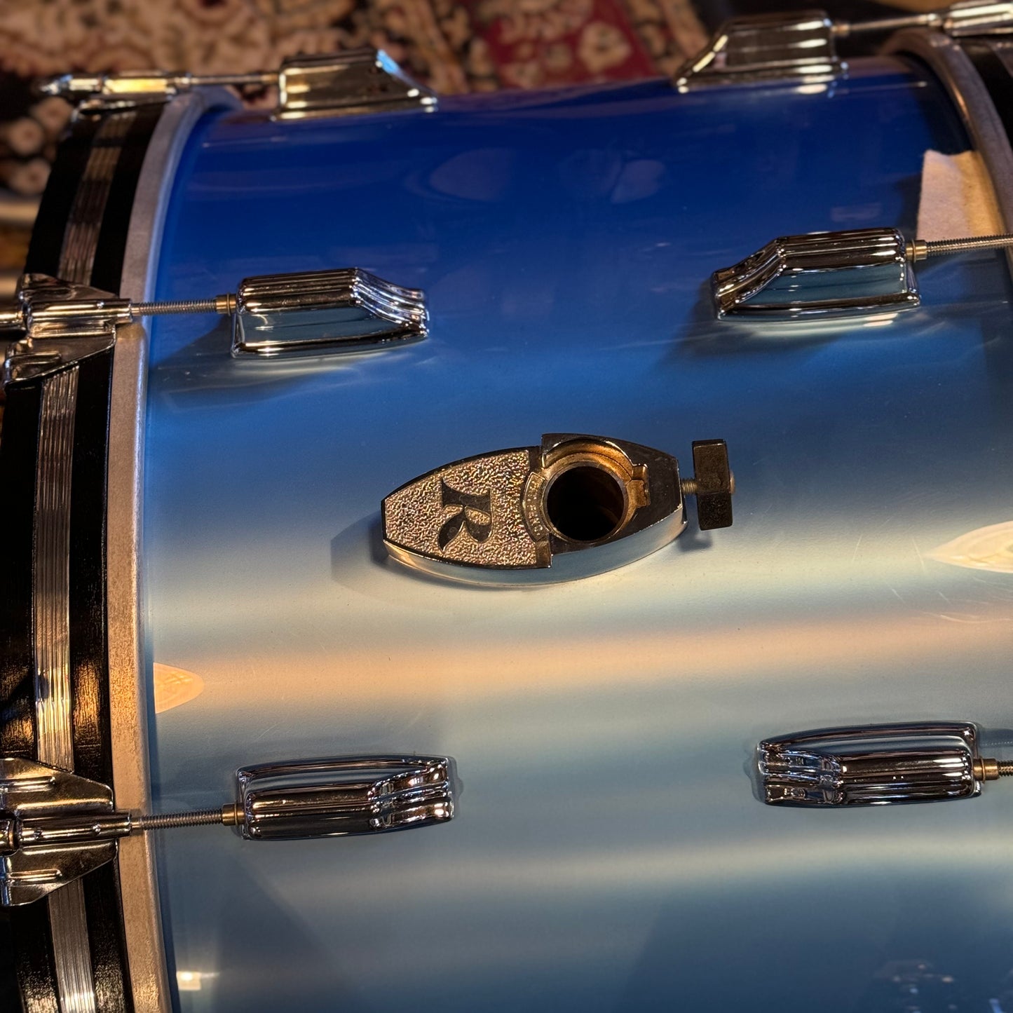 VINTAGE 1970's Rogers Big R Drum Set in Blue Mist - 14x22, 8x12, 9x13, 16x16