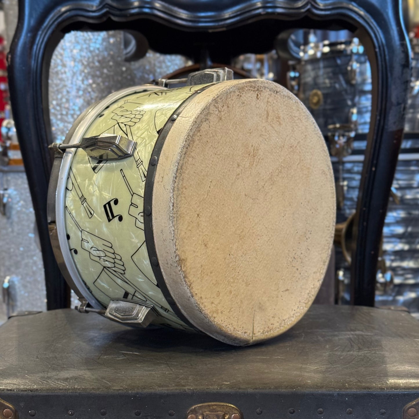 VINTAGE 1940's Ludwig & Ludwig 7x11 Tacked Tom in Top Hat and Cane