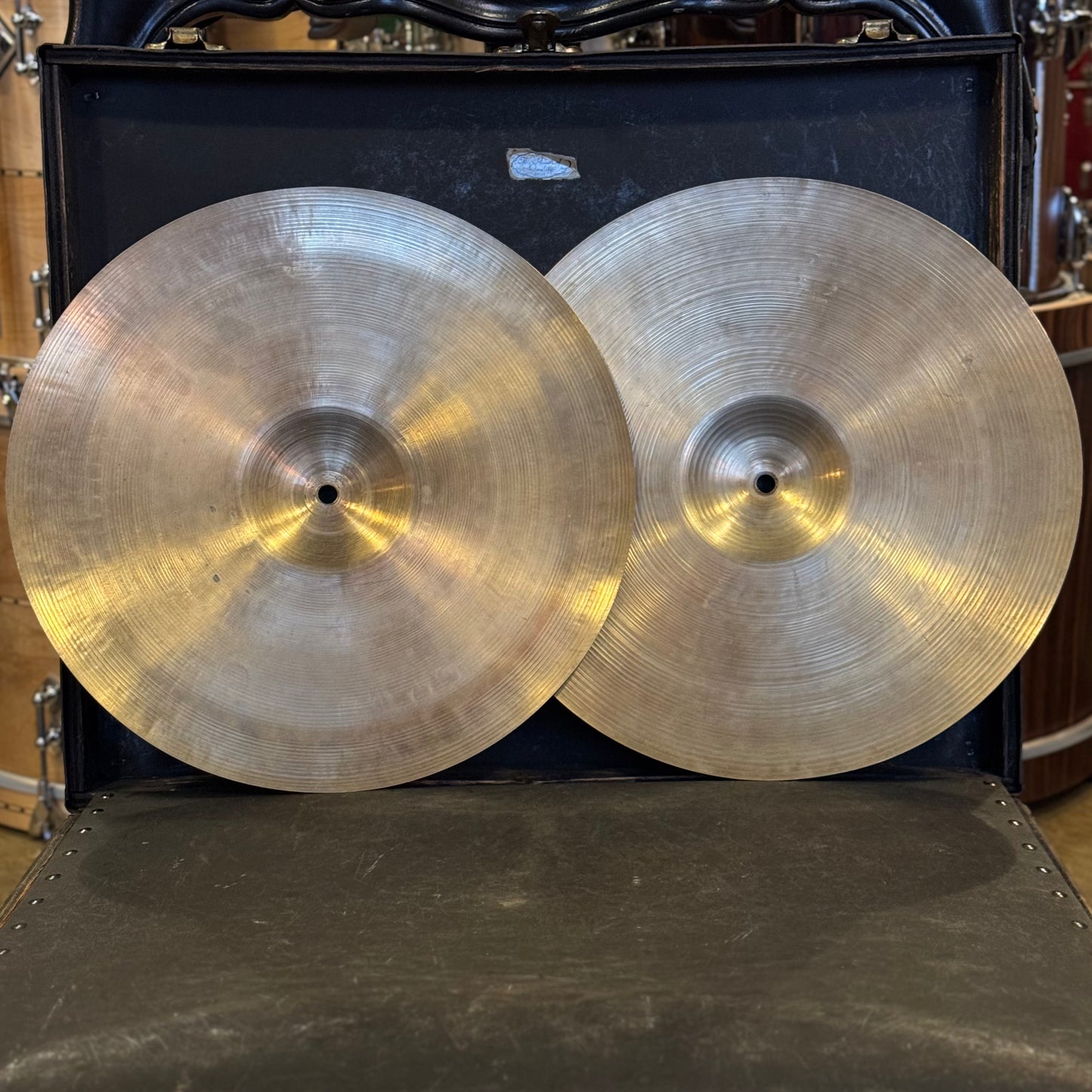 VINTAGE 1940's A. Zildjian 14" Transition Stamp Thin Hi-Hats - Pristine Condition - 668/702