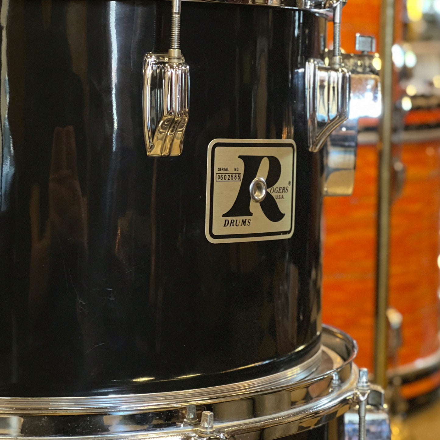 VINTAGE 1970's Roger's BIG R 14" and 15" Concert Toms in Black Nitron