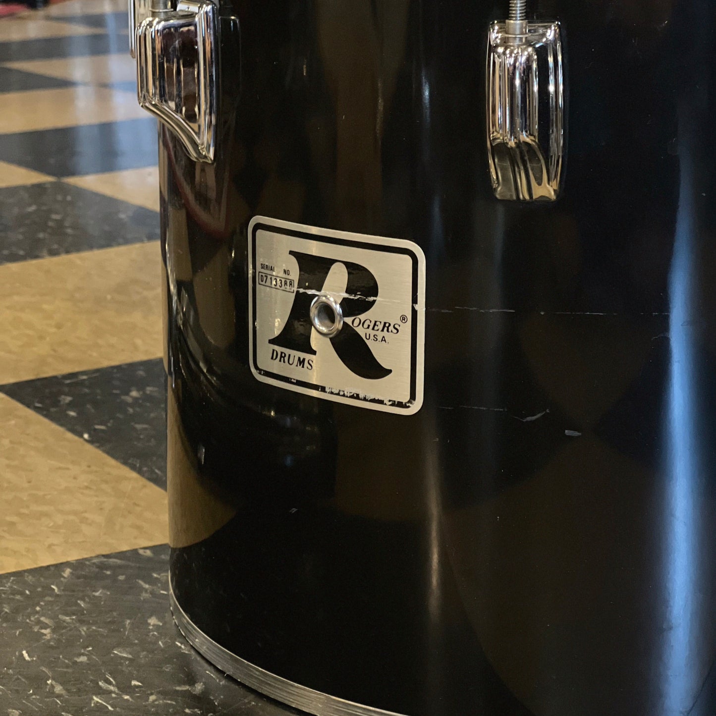VINTAGE 1970's Roger's BIG R 14" and 15" Concert Toms in Black Nitron