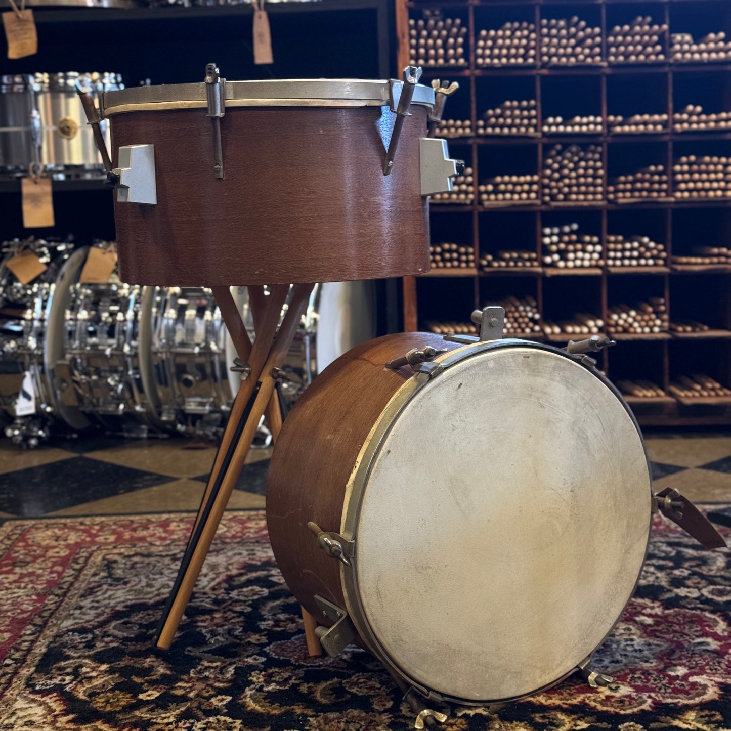 VINTAGE 1960's Studio 49 Orff Timpani Tom Set of Two 14"