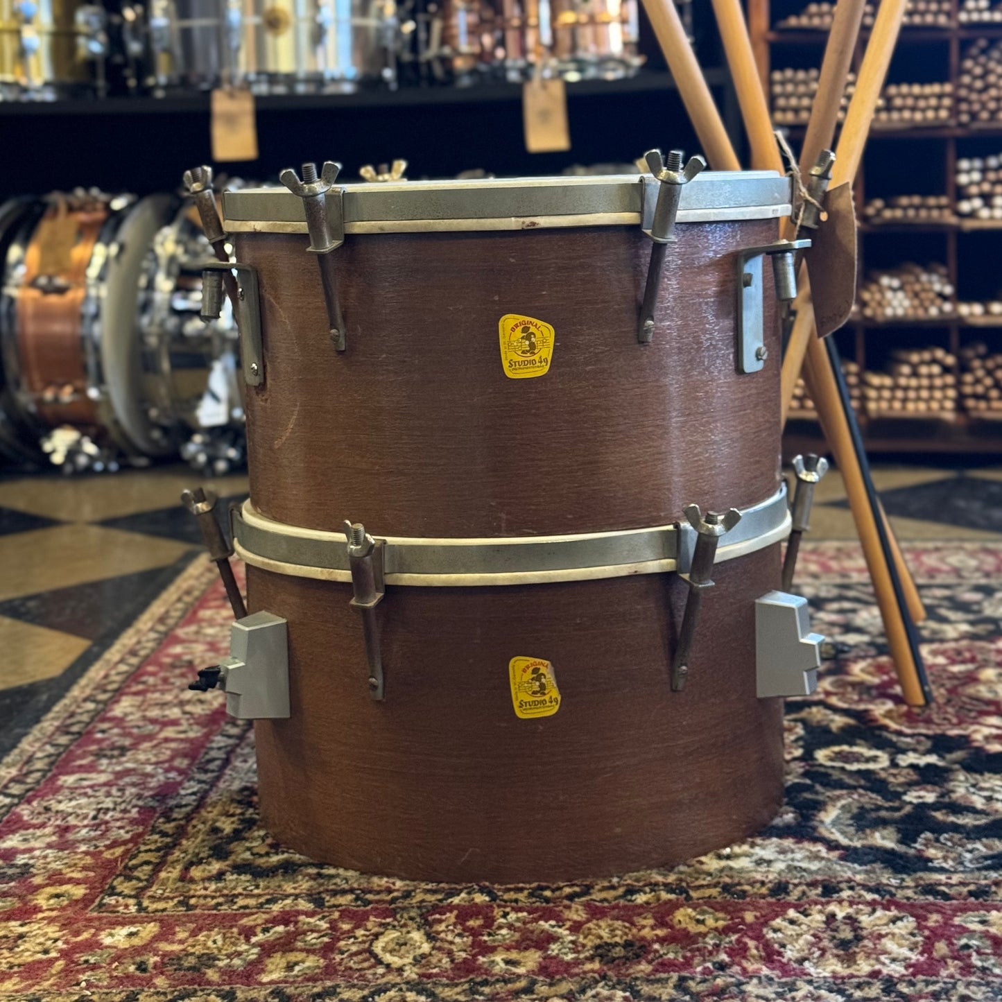 VINTAGE 1960's Studio 49 Orff Timpani Tom Set of Two 14"