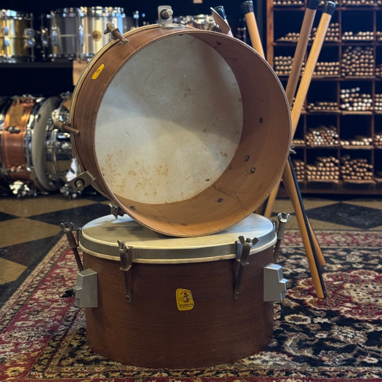VINTAGE 1960's Studio 49 Orff Timpani Tom Set of Two 14"