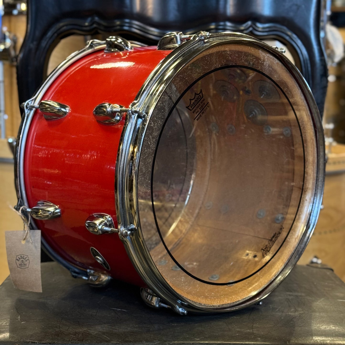 VINTAGE 1980's Slingerland 10x14 Niles Badge Tom in Hot Red