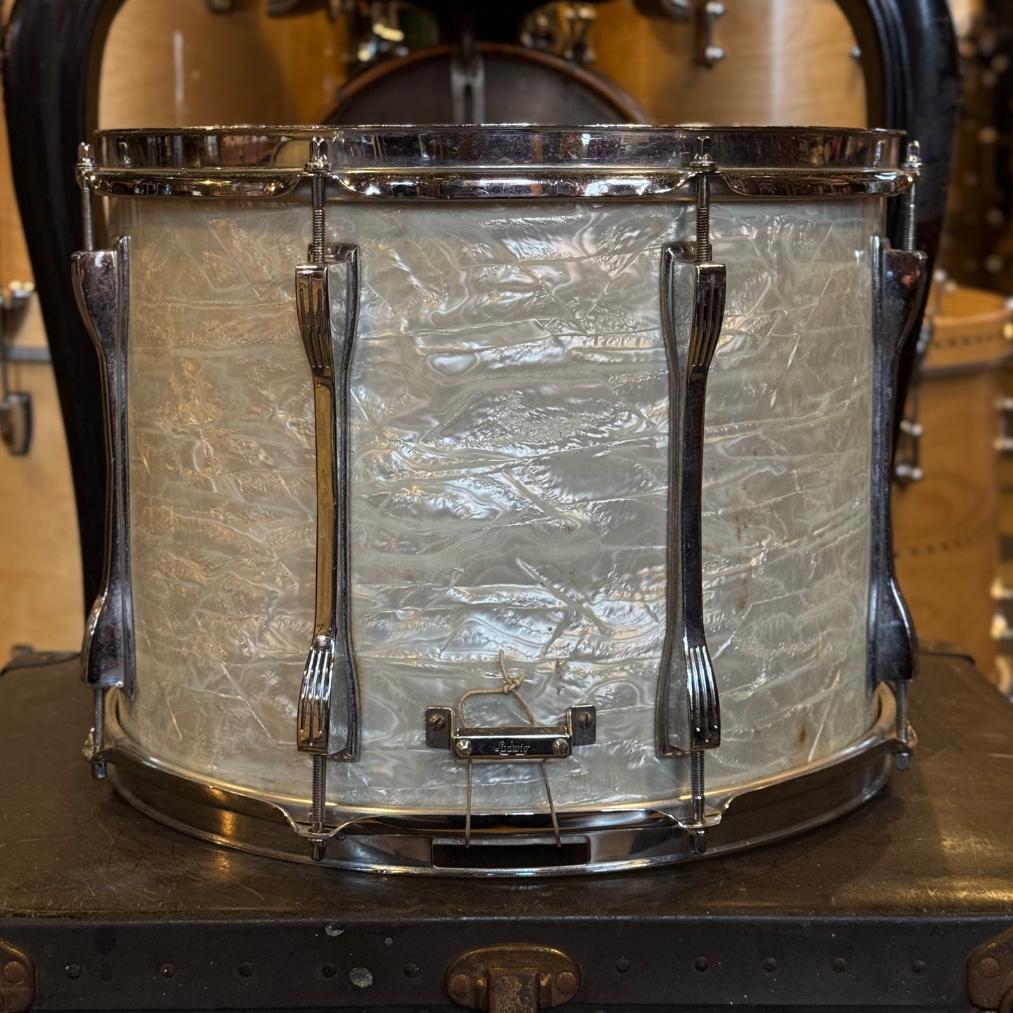 VINTAGE 1968 Ludwig 10x14 Keystone Badge Snare Drum in White Marine Pearl