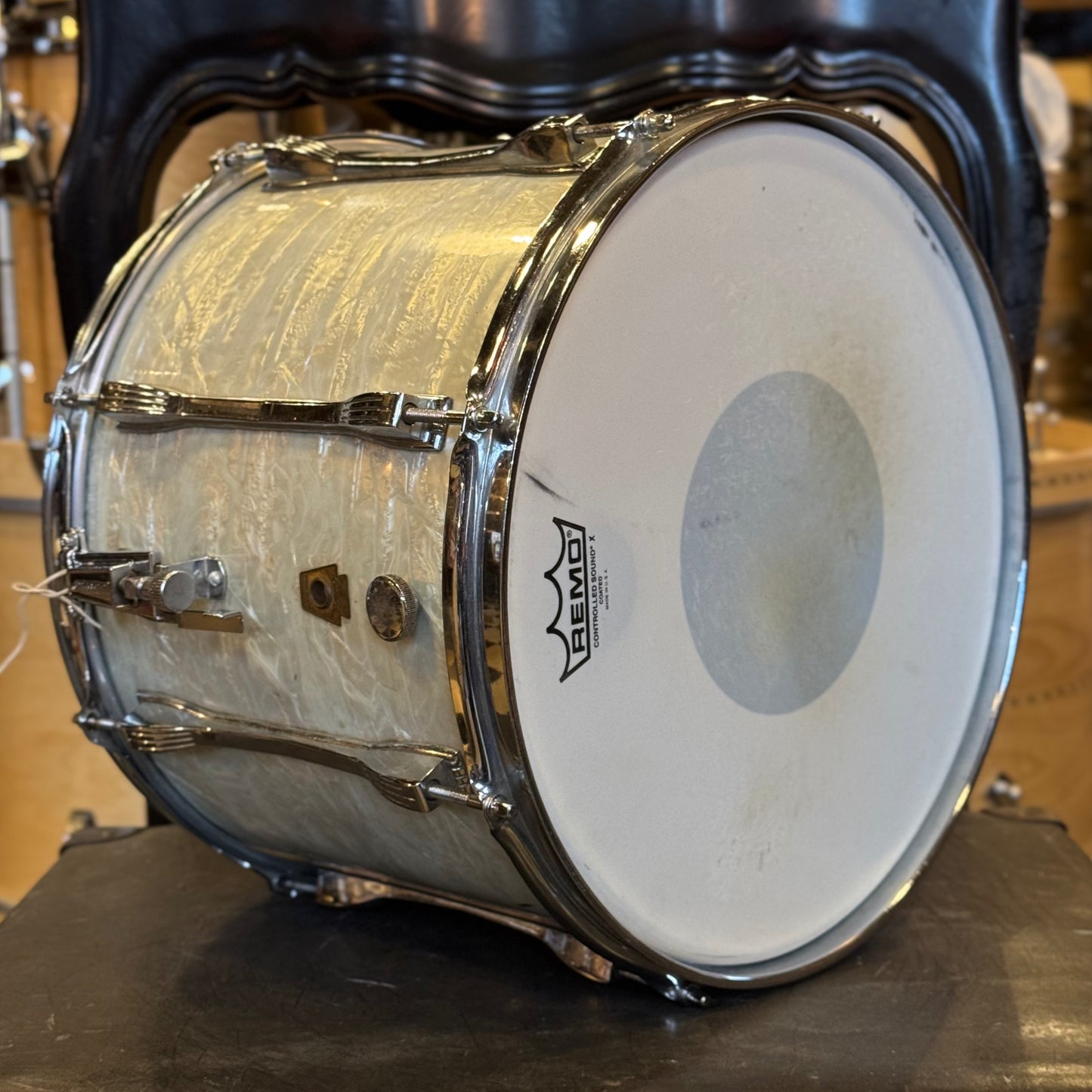 VINTAGE 1968 Ludwig 10x14 Keystone Badge Snare Drum in White Marine Pearl