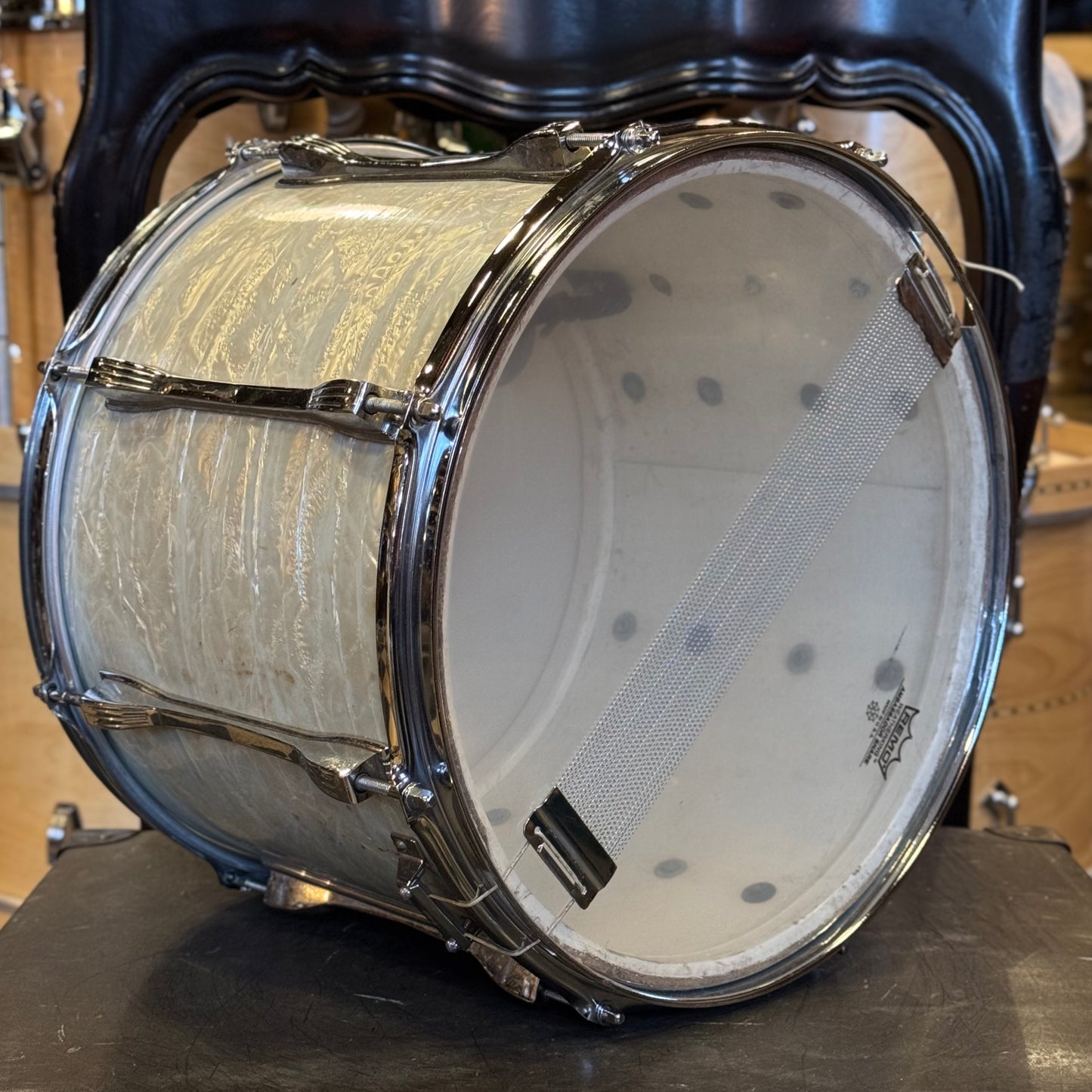VINTAGE 1968 Ludwig 10x14 Keystone Badge Snare Drum in White Marine Pearl