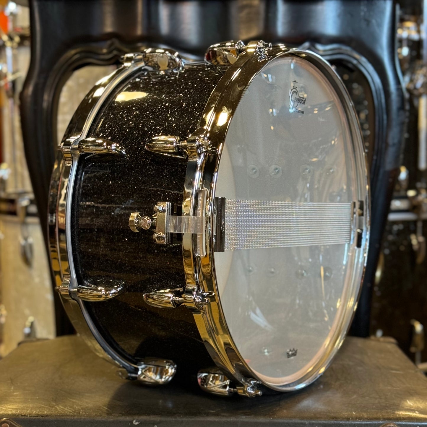 NEW Gretsch 7x14 USA Custom Snare in Black Glass Glitter with Micro Sensitive