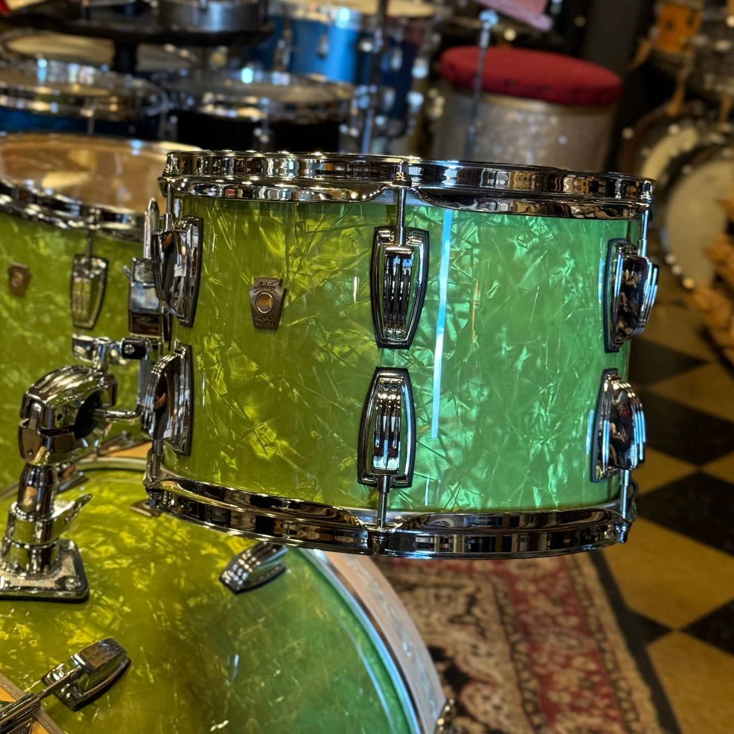 USED Ludwig Classic Maple Downbeat Outfit in Exclusive Emerald Pearl - 14x20, 8x12, 14x14