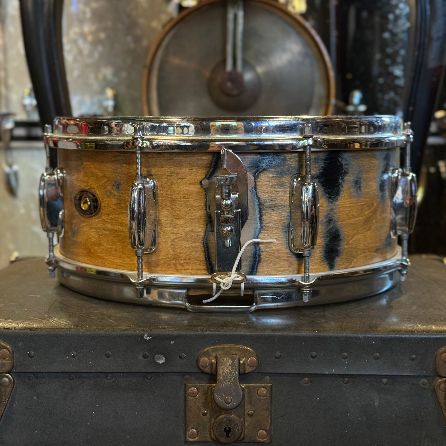 VINTAGE 1960's Slingerland 5.5x14 Artist Model Snare Drum Refinished in Natural and Black Weathered Satin