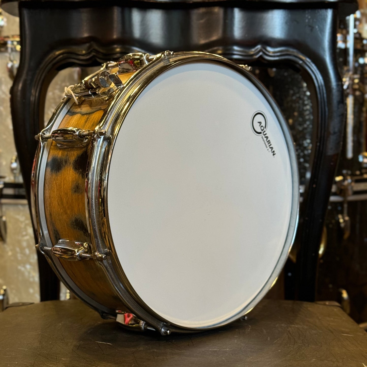 VINTAGE 1960's Slingerland 5.5x14 Artist Model Snare Drum Refinished in Natural and Black Weathered Satin