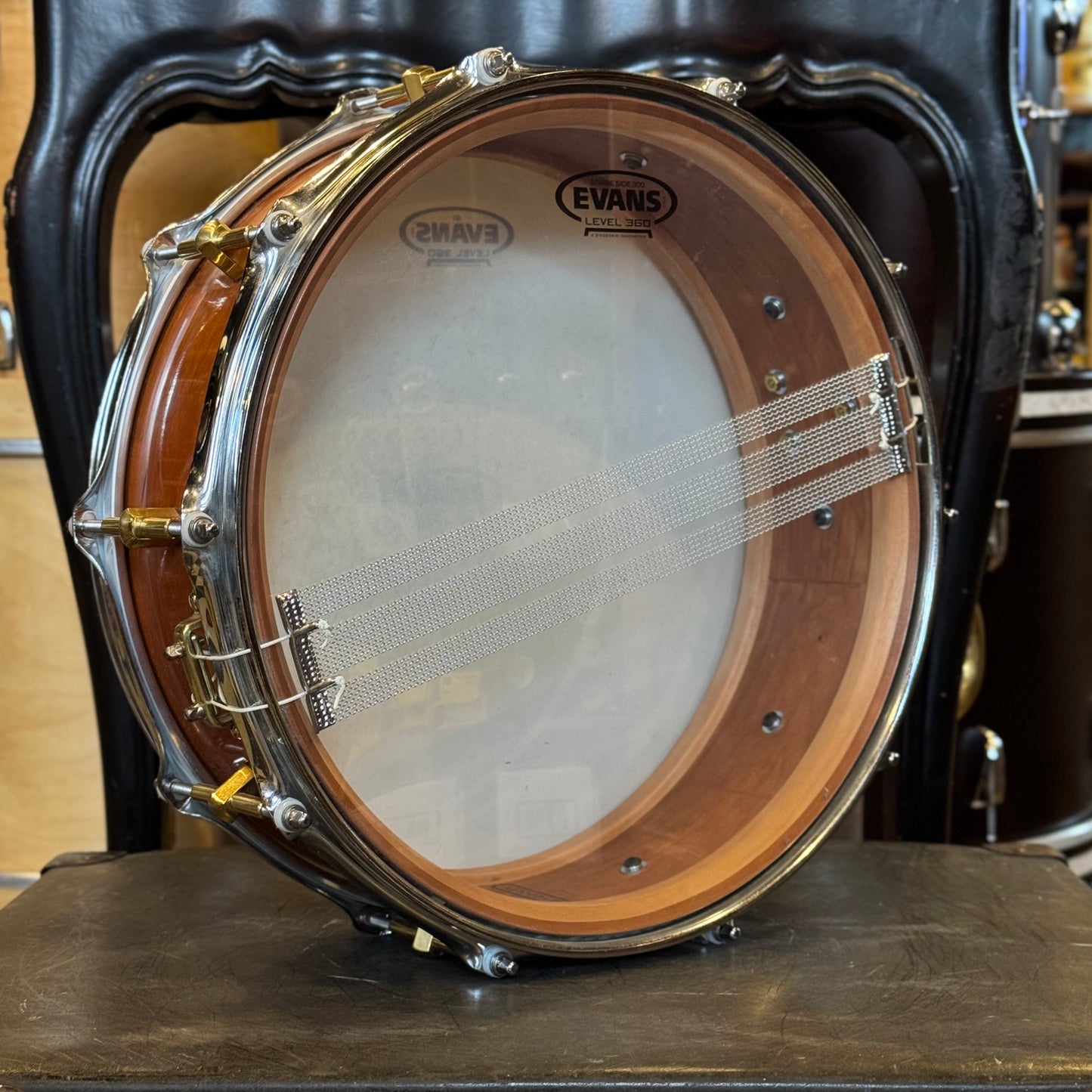 USED 2000's Noble & Cooley 5x14 Solid Shell Cherry Snare Drum in Natural Cherry