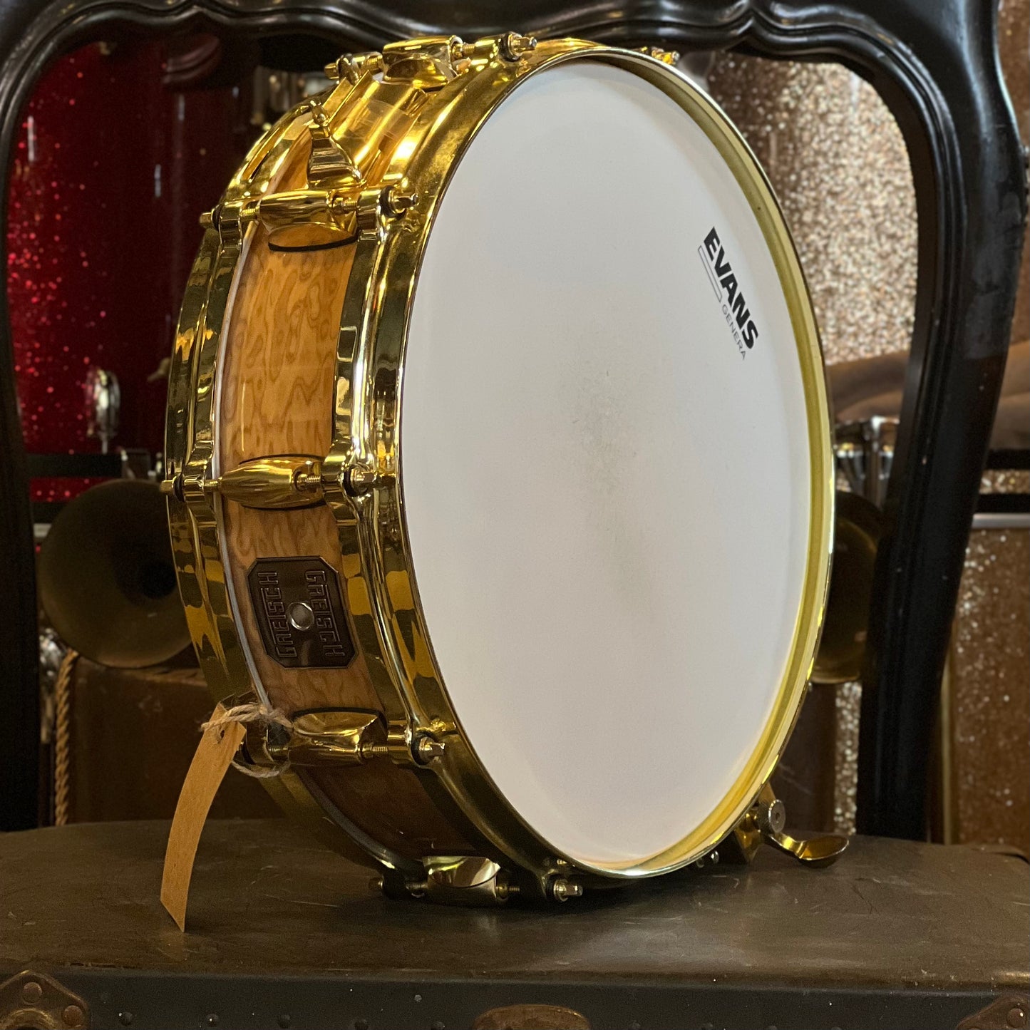USED Mid 2000's Gretsch 4x14 Exotic Red Camphor 10 ply Snare Drum