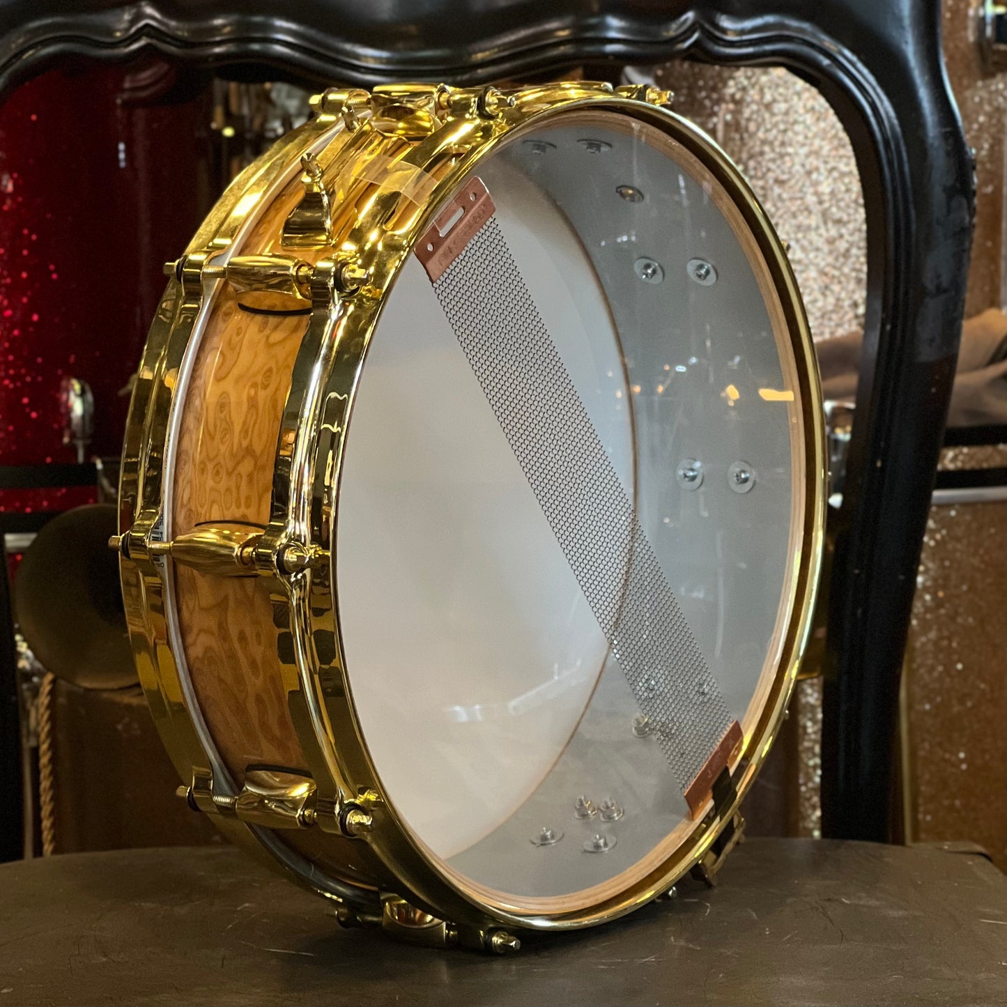 USED Mid 2000's Gretsch 4x14 Exotic Red Camphor 10 ply Snare Drum