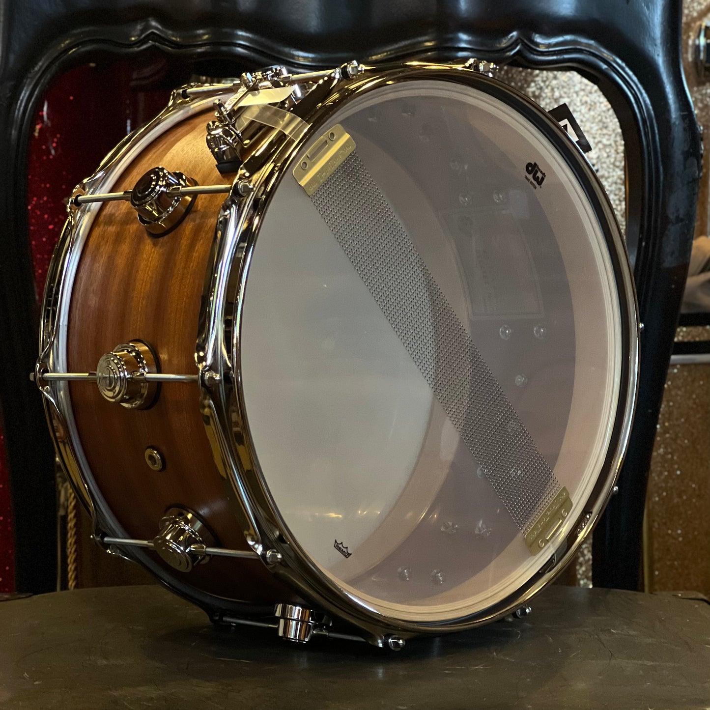 NEW DW Collector's Classic Series 7x14 Snare Drum In Natural Satin Mahogany w/ Nickel Hardware
