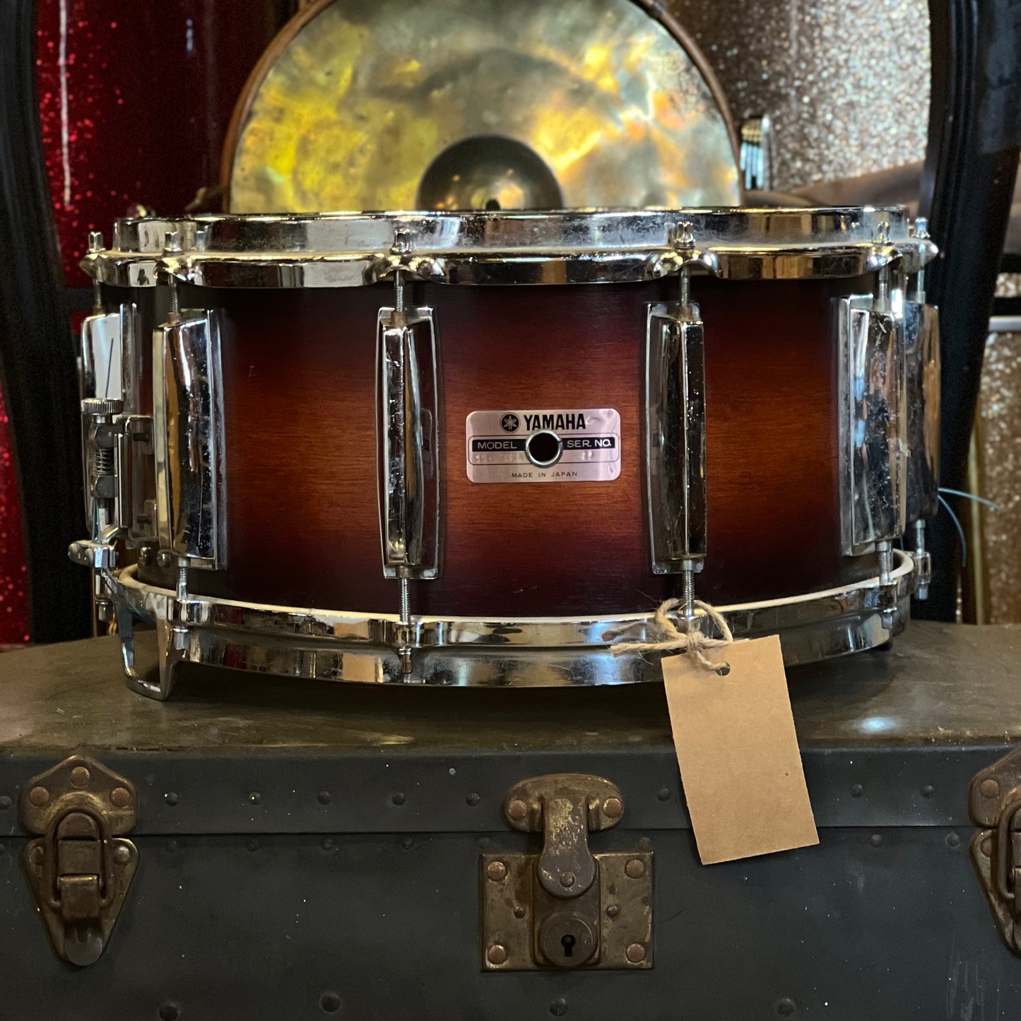 VINTAGE 1980's Yamaha 6.5x14 SD-97 Recording Custom Snare Drum in Matte Cherry Burst