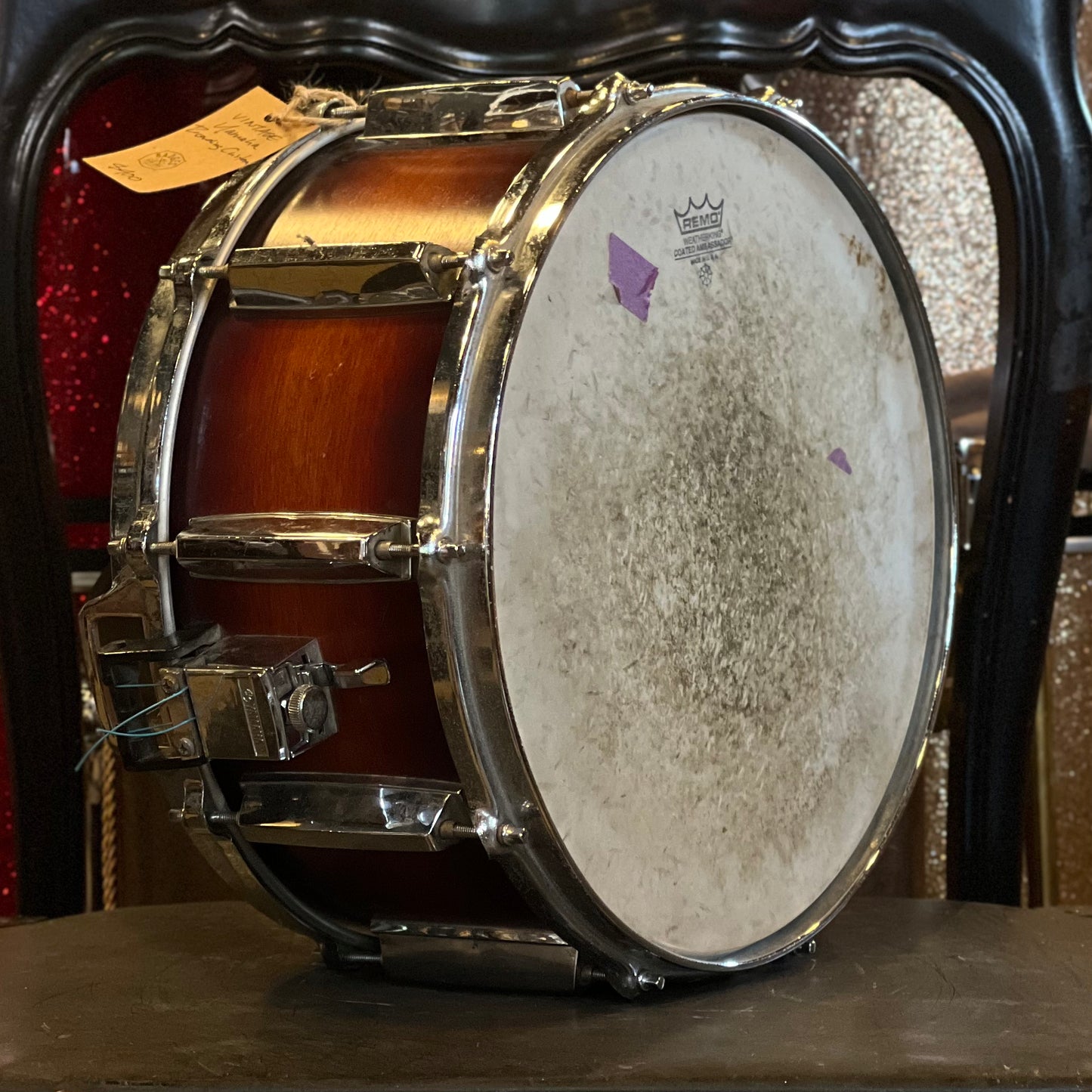 VINTAGE 1980's Yamaha 6.5x14 SD-97 Recording Custom Snare Drum in Matte Cherry Burst