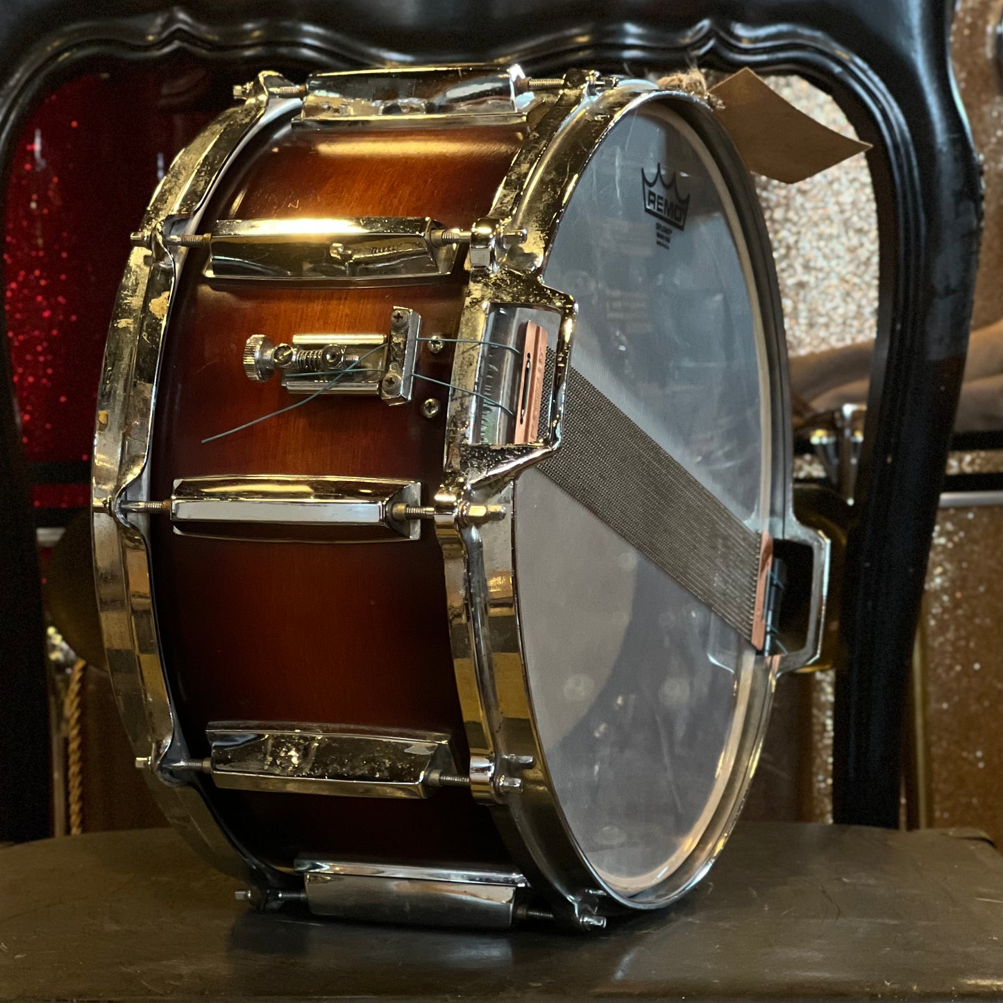 VINTAGE 1980's Yamaha 6.5x14 SD-97 Recording Custom Snare Drum in Matte Cherry Burst
