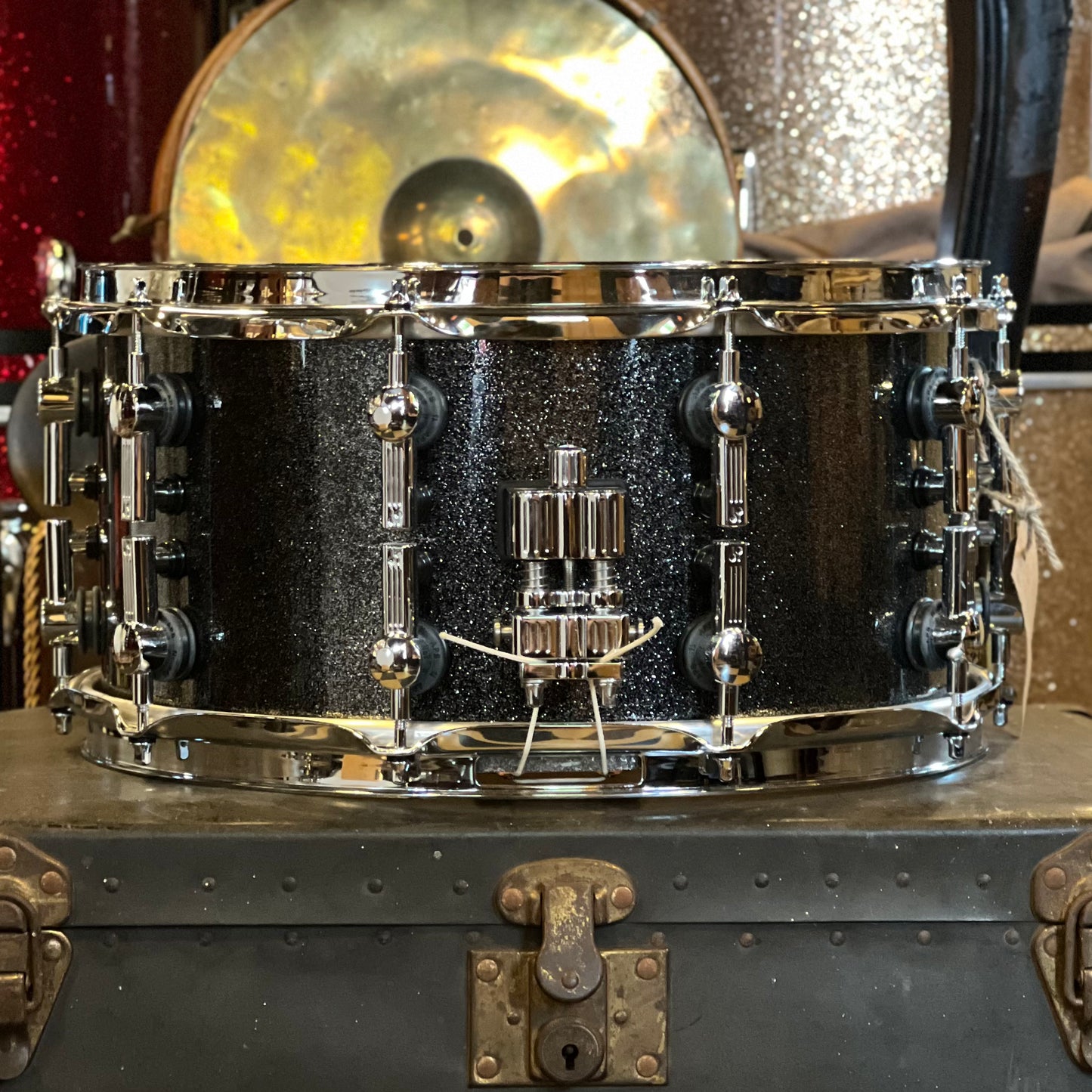 EXCELLENT Sonor SQ2 7x14 Maple Vintage Shell Snare Drum in Black Sparkle High Gloss