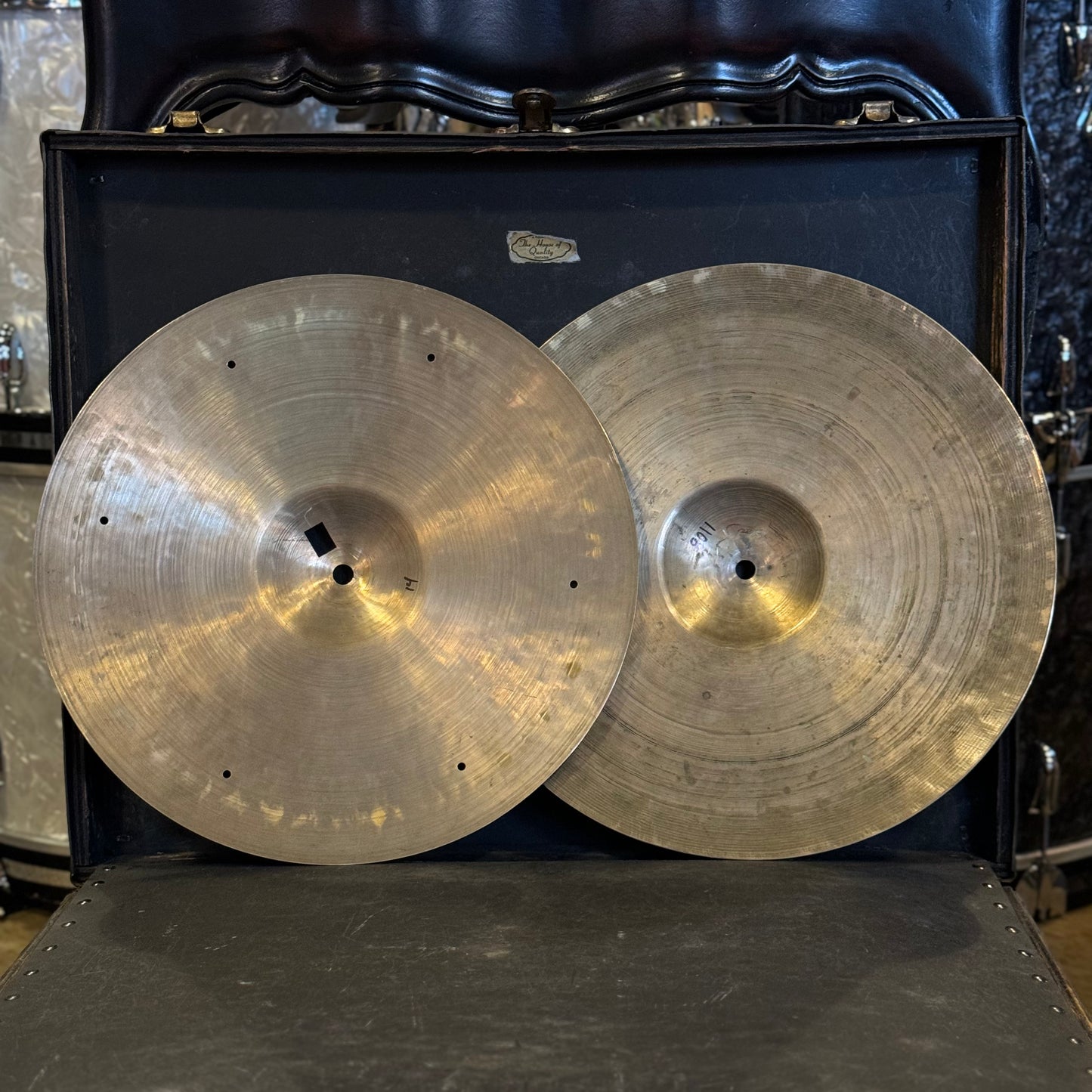 VINTAGE 1950's/1930's K. Zildjian Istanbul 14" Old Stamp & K. Constantinople Hi-Hat Pair - 700/1100g