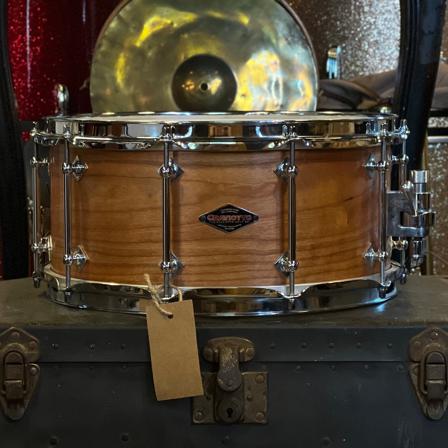 USED Craviotto 6.5x14 Solid Cherry Snare Drum in Natural Oil Finish