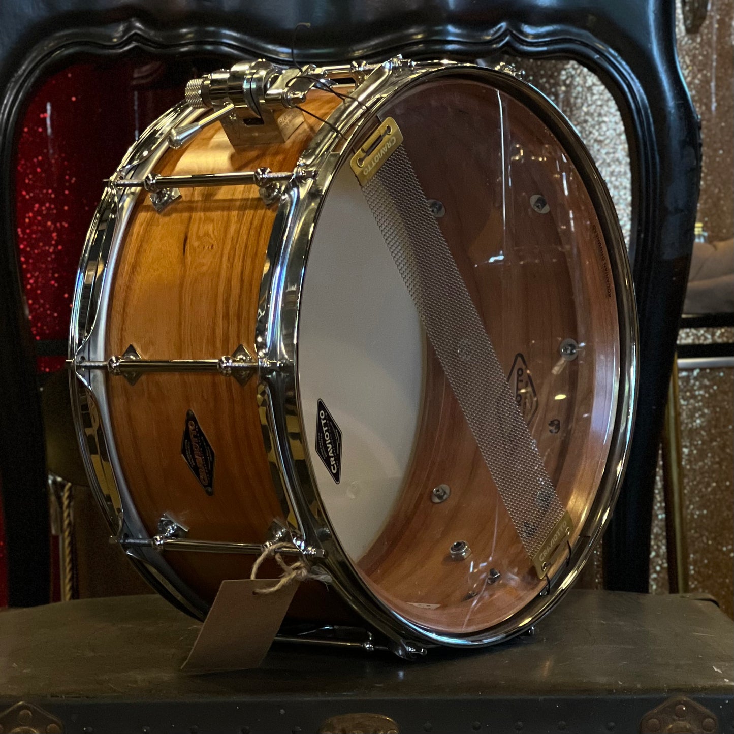 USED Craviotto 6.5x14 Solid Cherry Snare Drum in Natural Oil Finish